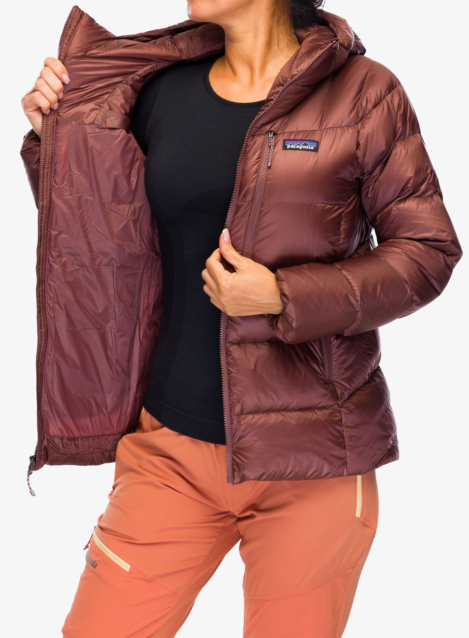 Ženska perjana jakna Patagonia Fitz Roy Down Hoody - dulse mauve
