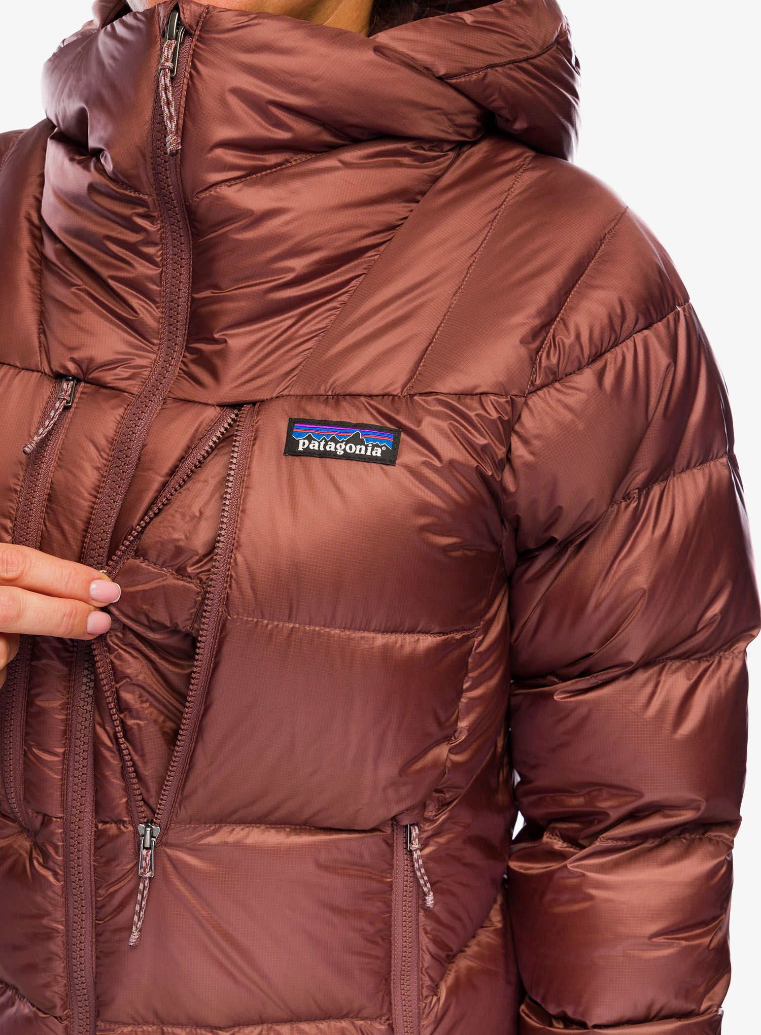 Ženska perjana jakna Patagonia Fitz Roy Down Hoody - dulse mauve