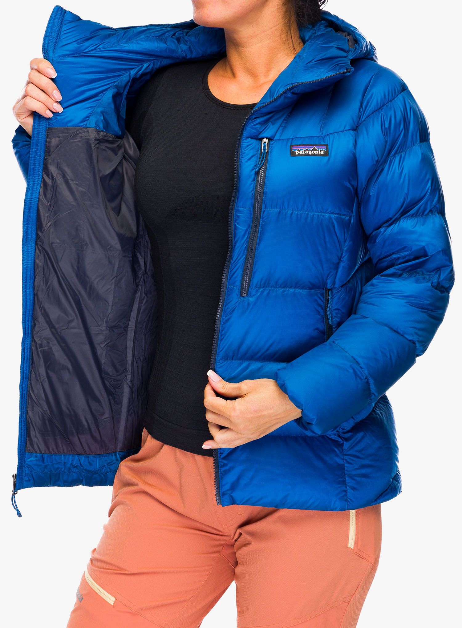 Ženska perjana jakna Patagonia Fitz Roy Down Hoody - endles blue