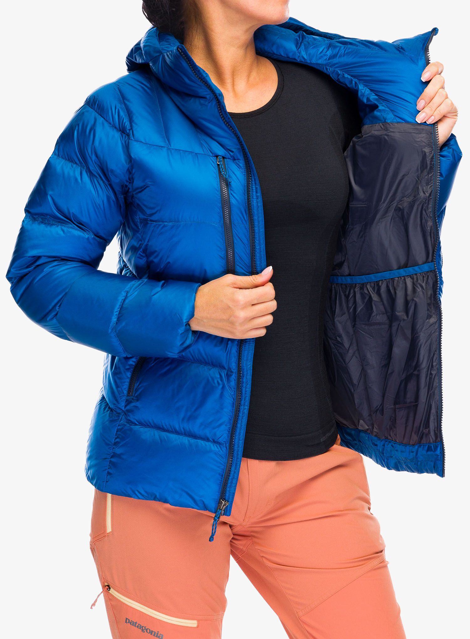Ženska perjana jakna Patagonia Fitz Roy Down Hoody - endles blue