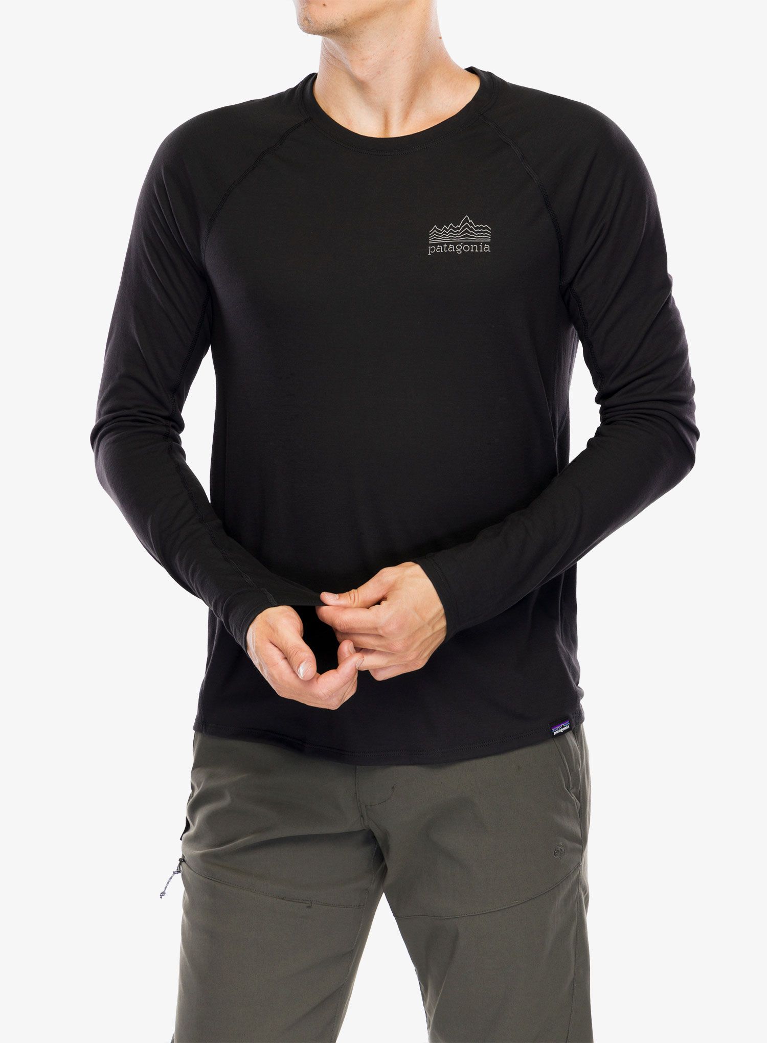 Dukserica Patagonia L/S Cap Cool Trail Graphic Shirt - strata stencil black
