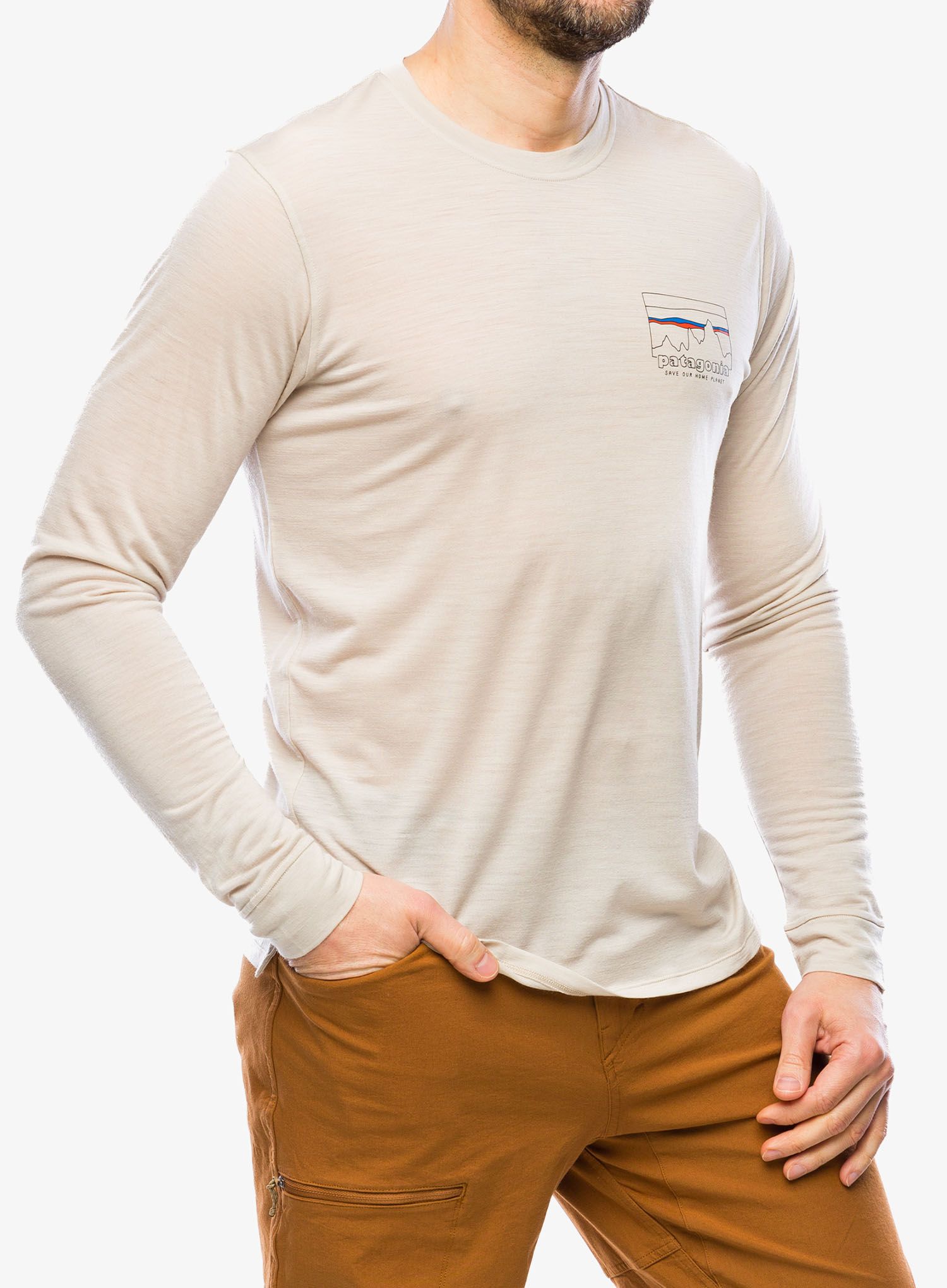 Dukserica Patagonia L/S Cap Cool Merino Graphic Shirt - 73 skyline/pumice