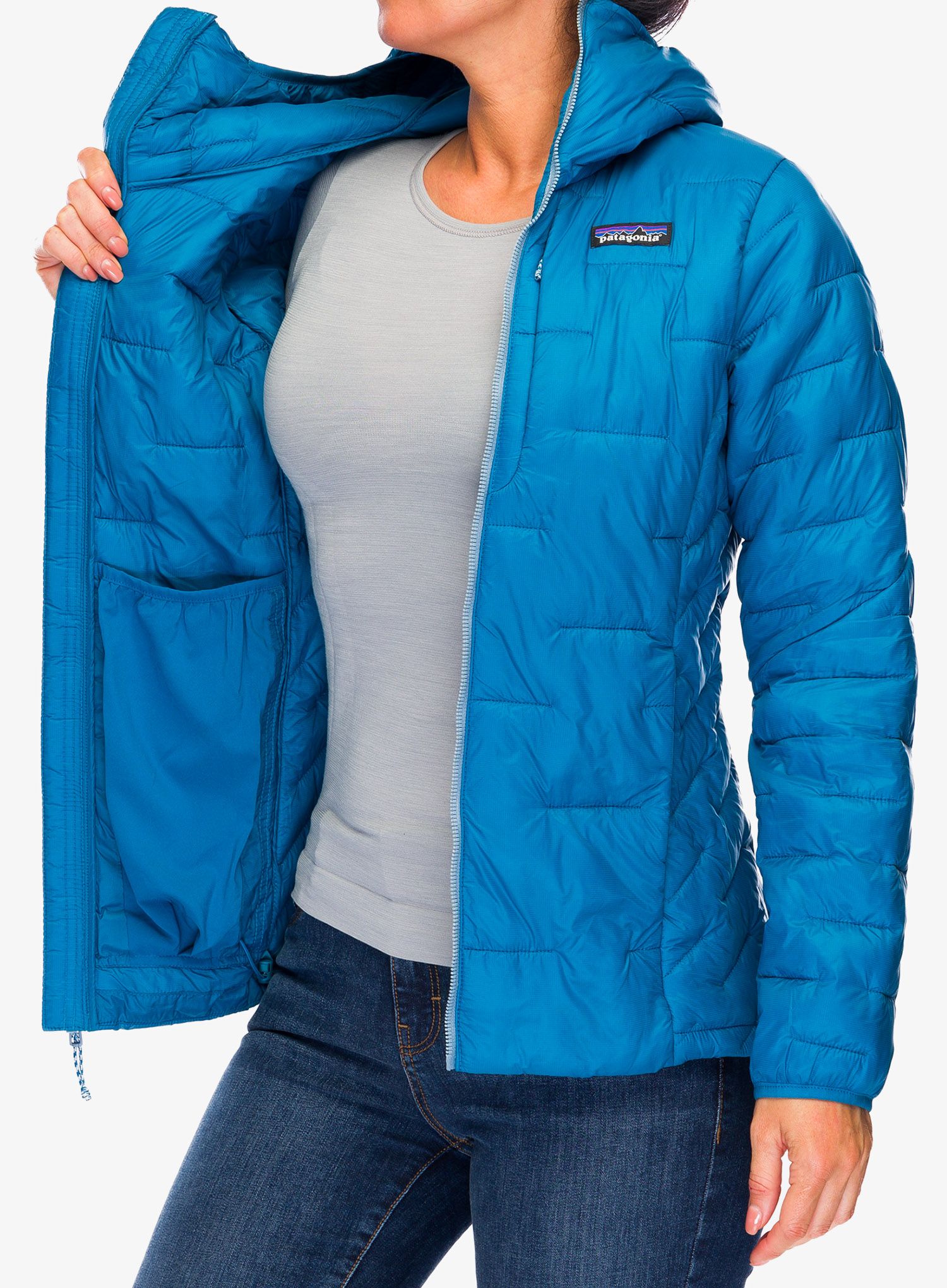 Ženska jakna Patagonia Macro Puff Hoody - steller blue