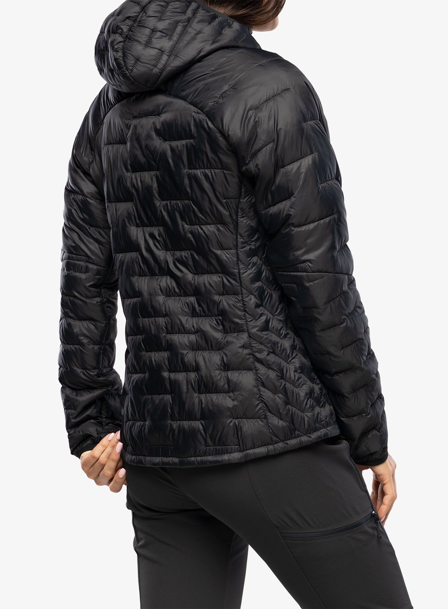 Jakna s postavom ženska Patagonia Micro Puff Hoody - black