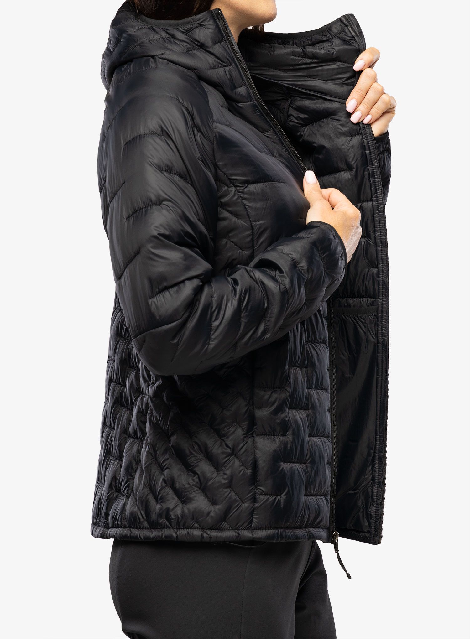 Jakna s postavom ženska Patagonia Micro Puff Hoody - black