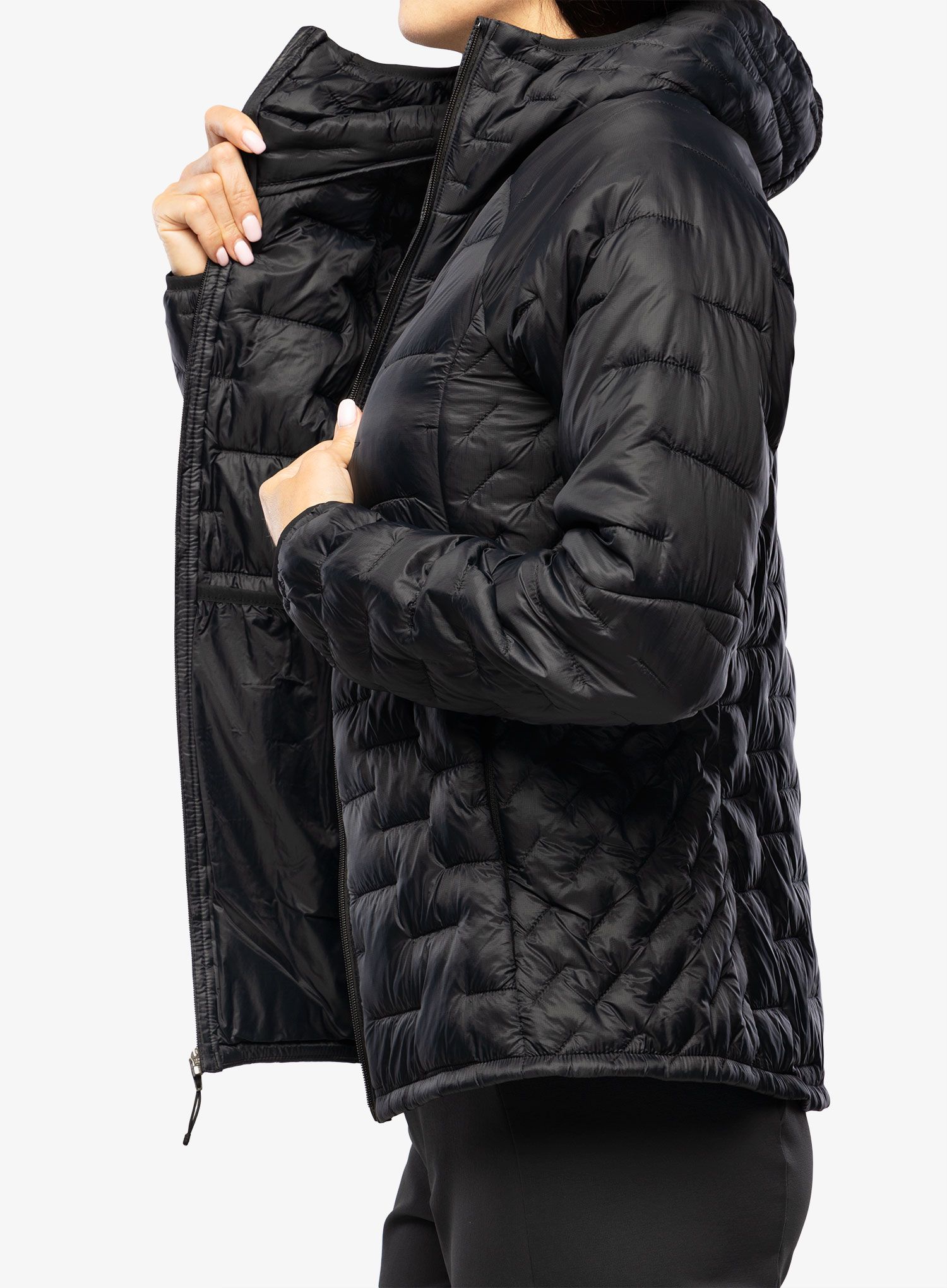 Jakna s postavom ženska Patagonia Micro Puff Hoody - black