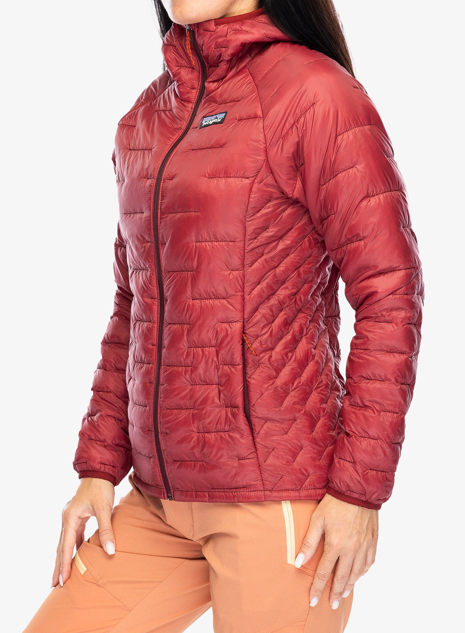 Jakna s postavom ženska Patagonia Micro Puff Hoody - oxide red