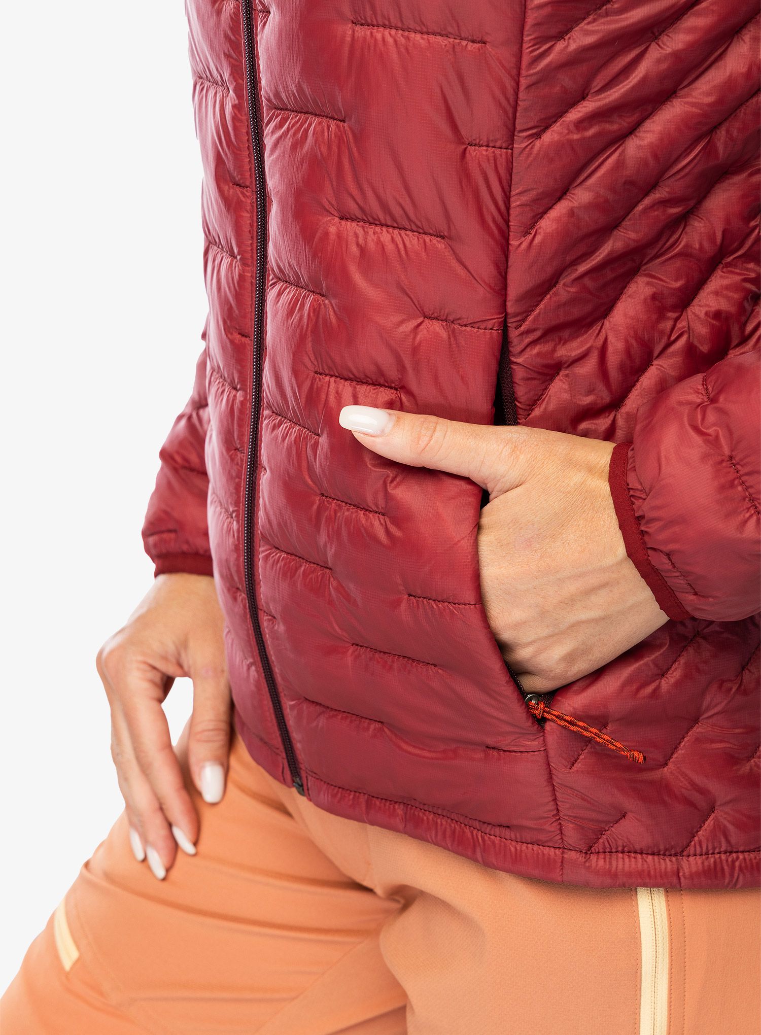 Jakna s postavom ženska Patagonia Micro Puff Hoody - oxide red