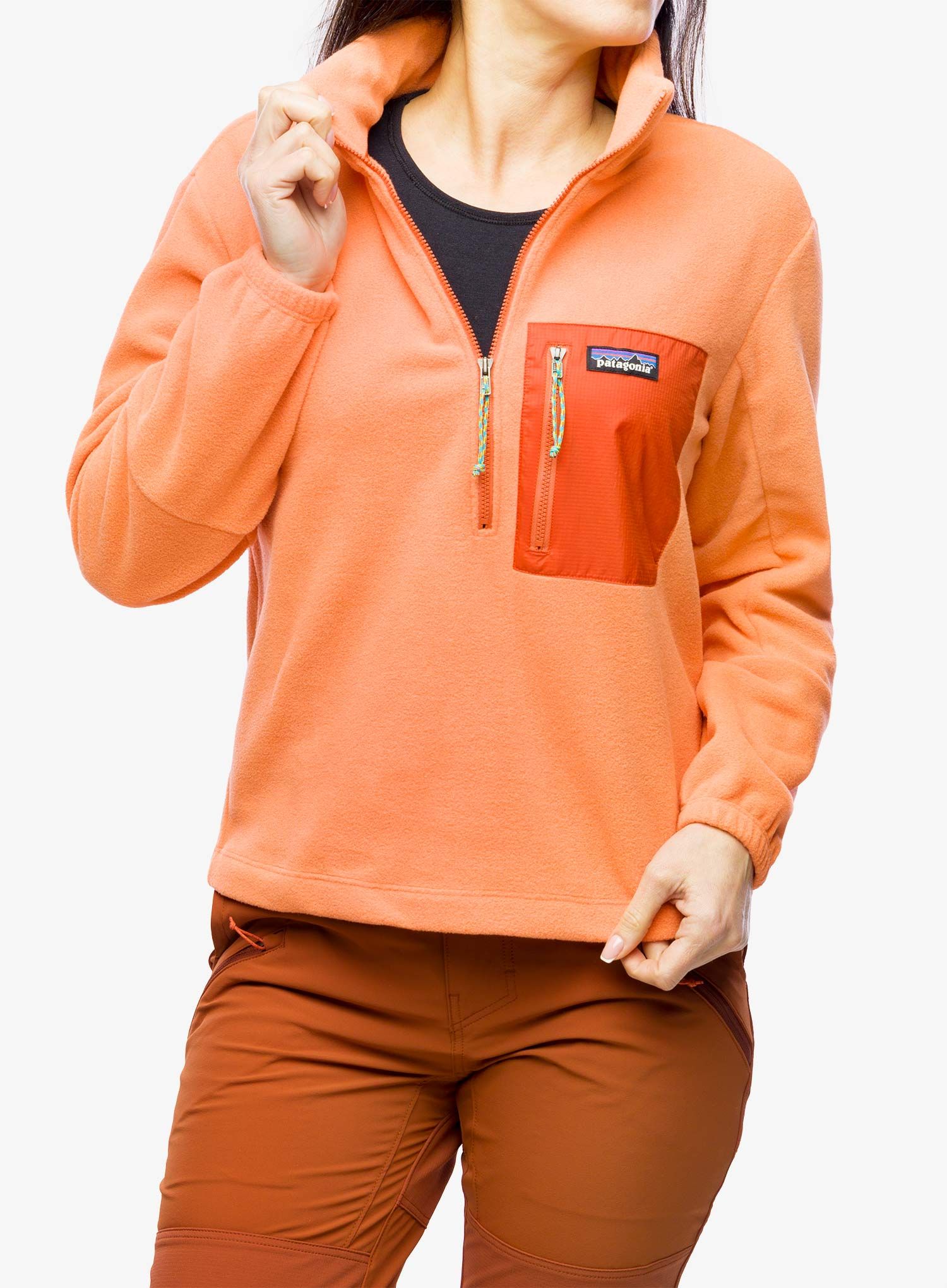 Ženska dukserica bez kapuljače Patagonia Microdini 1/2 Zip P/O - coho coral