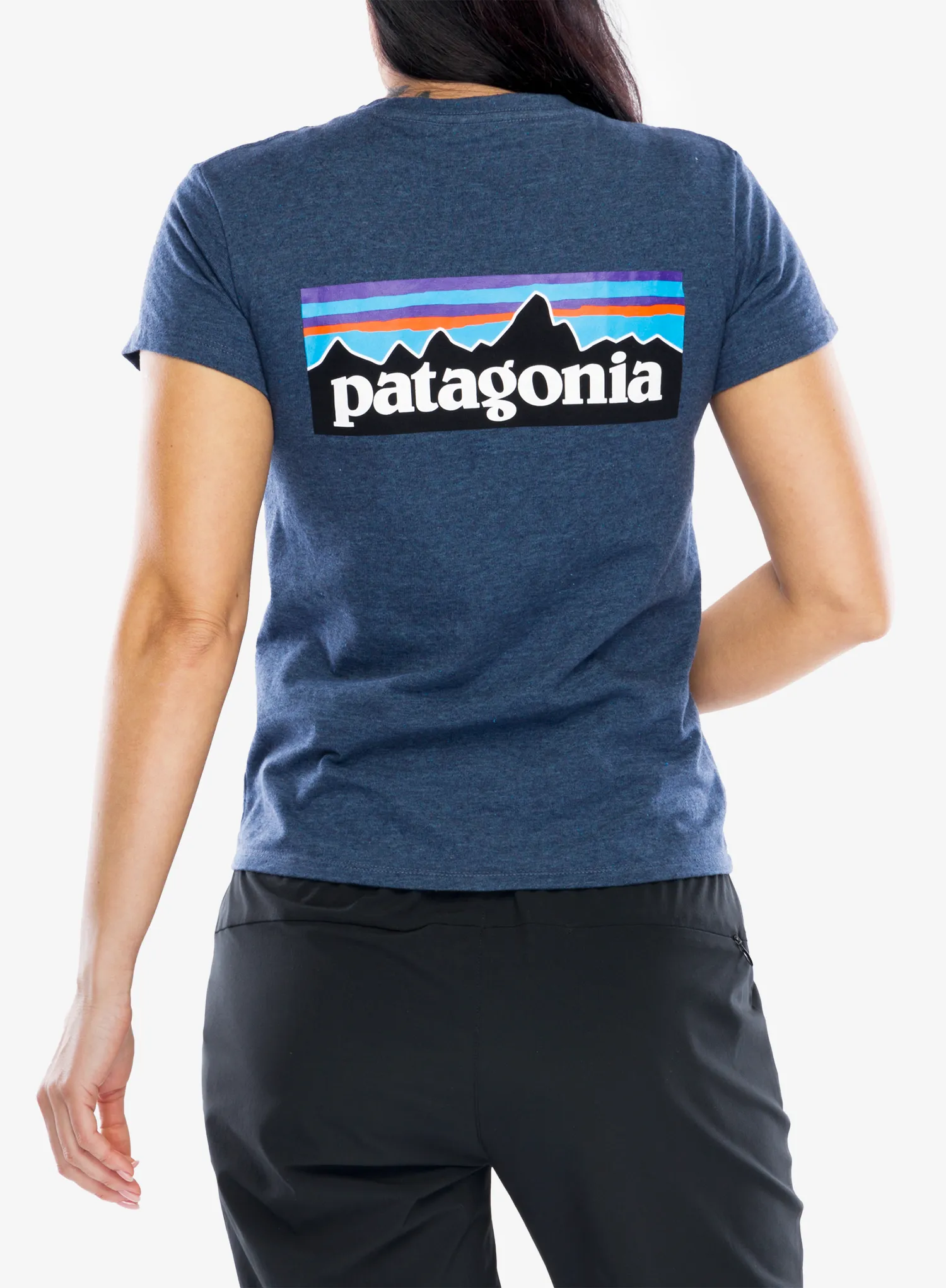 Ženska pamučna majica Patagonia P-6 Logo Responsibili-Tee - utility blue
