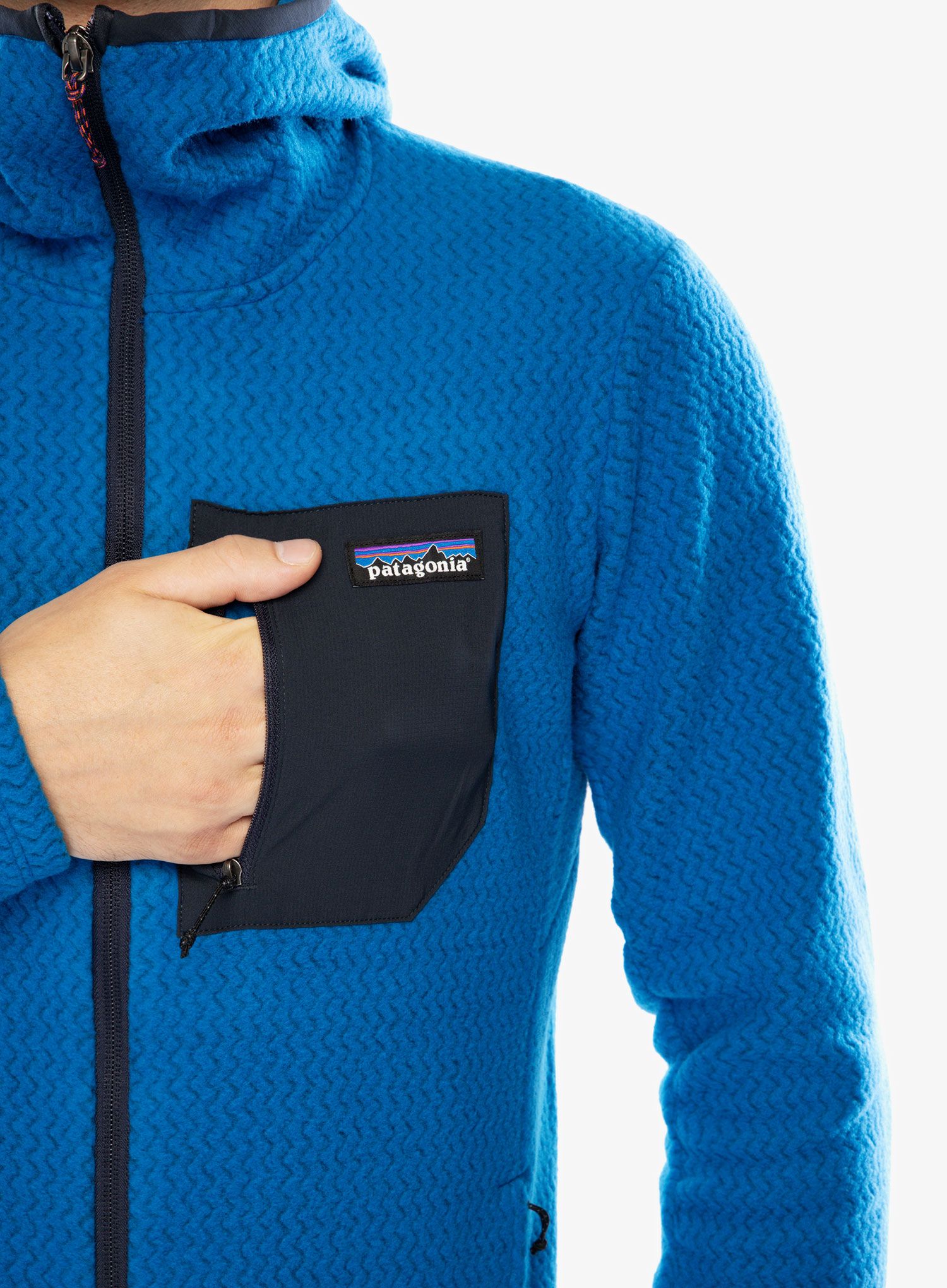 Majica s kapuljačom Patagonia R1 Air Full-Zip Hoody - endles blue