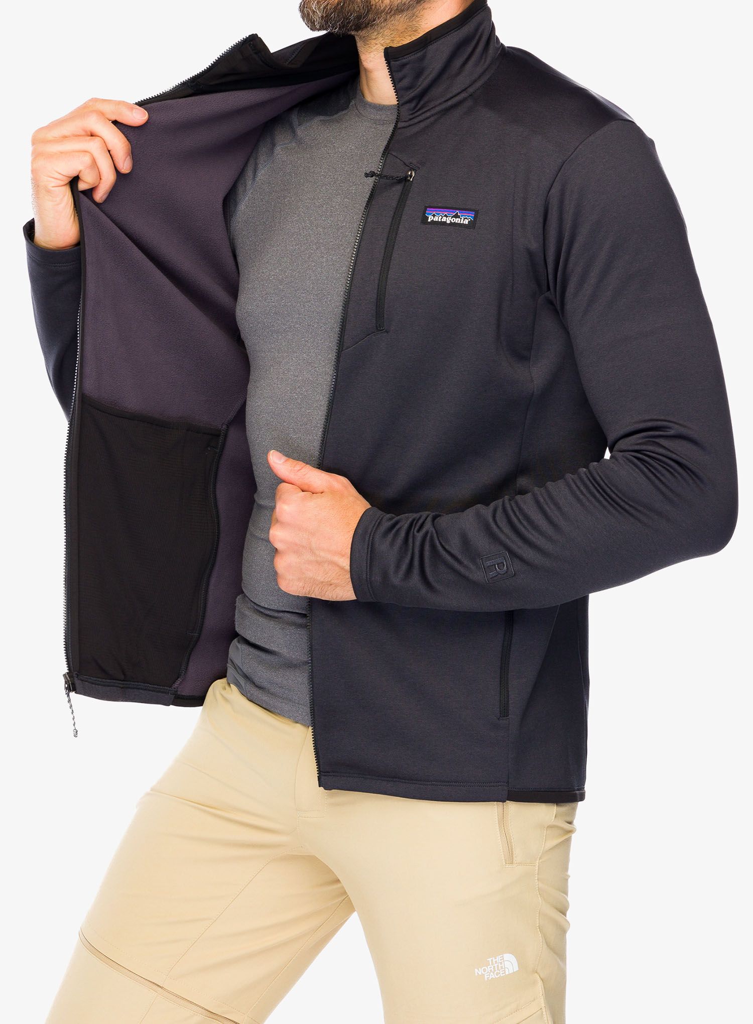 Dukserica od flisa Patagonia R1 Daily Jacket - ink black/black x-dye