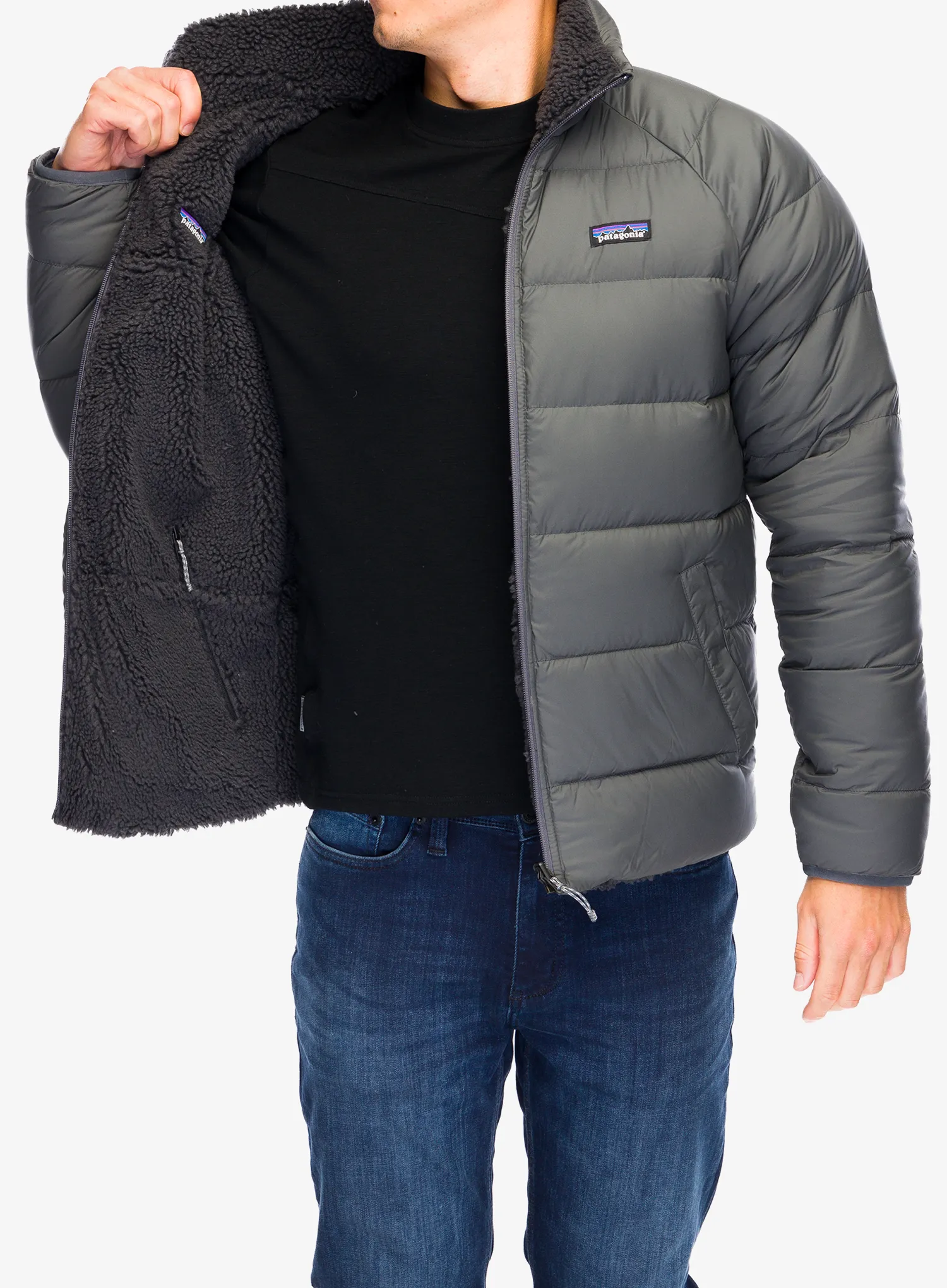 Pernata jakna Patagonia Reversible Silent Down Jacket - forge grey
