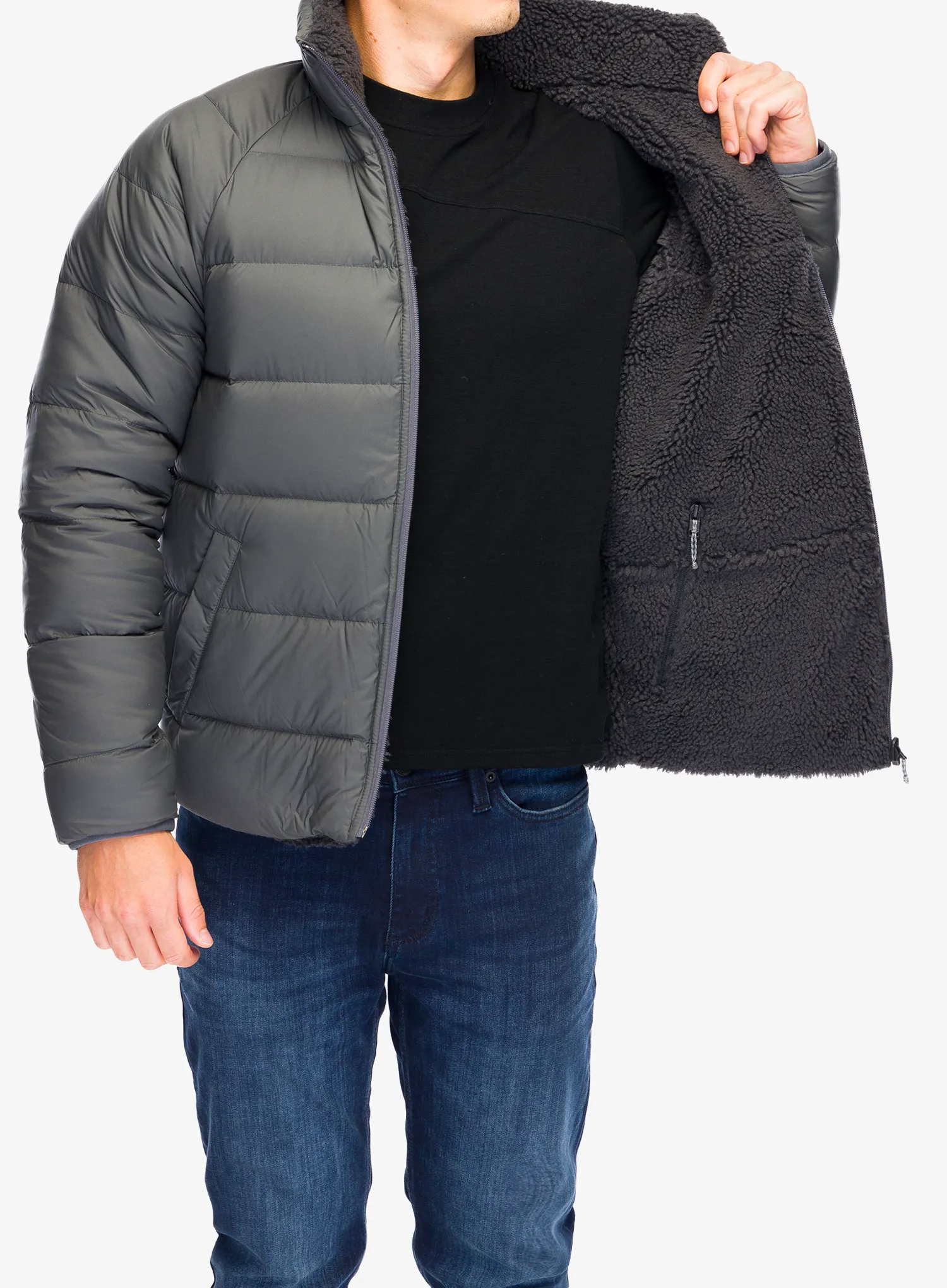 Pernata jakna Patagonia Reversible Silent Down Jacket - forge grey