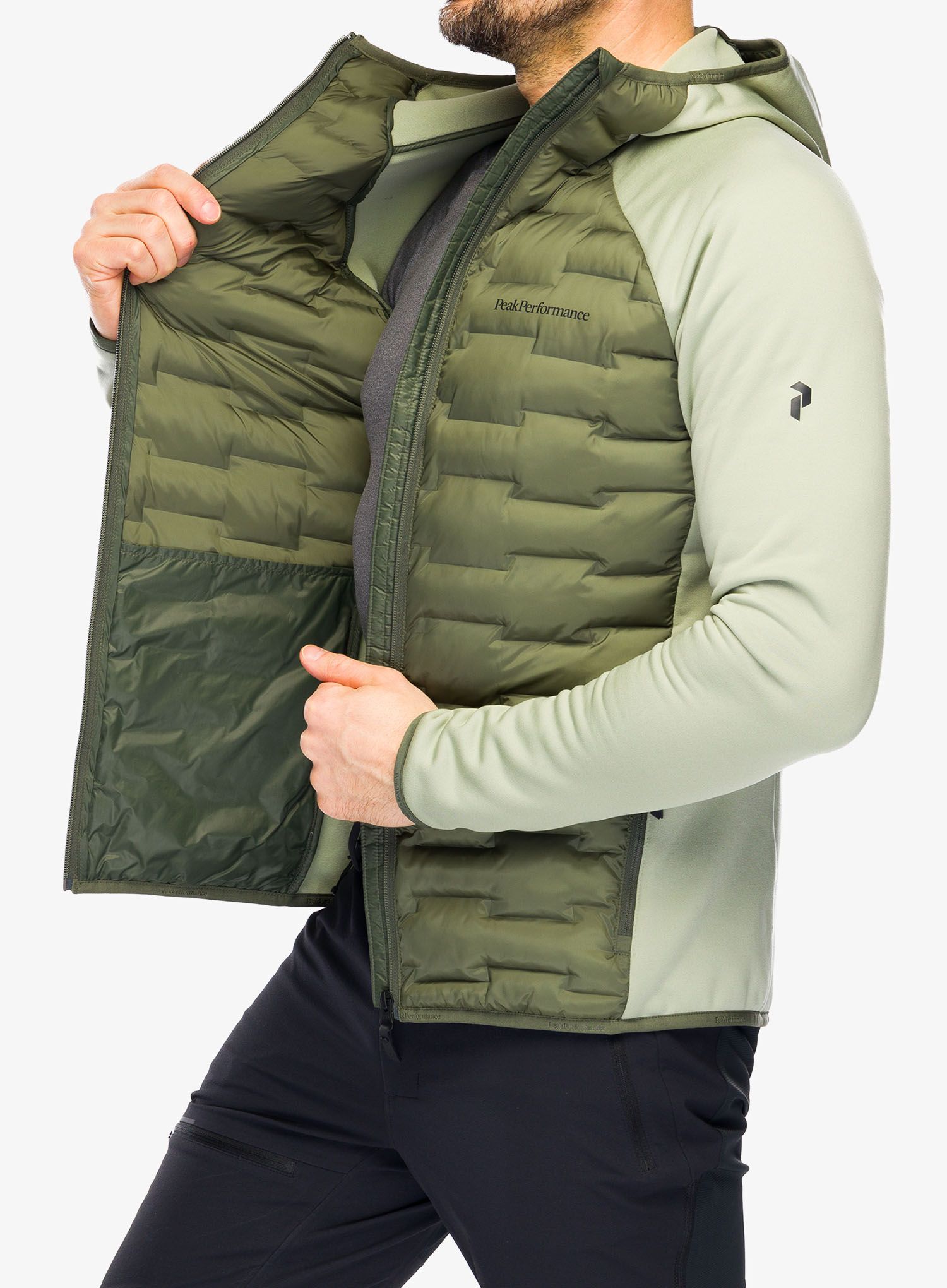 Jakna Peak Performance Argon Hybrid Hood - pine needle