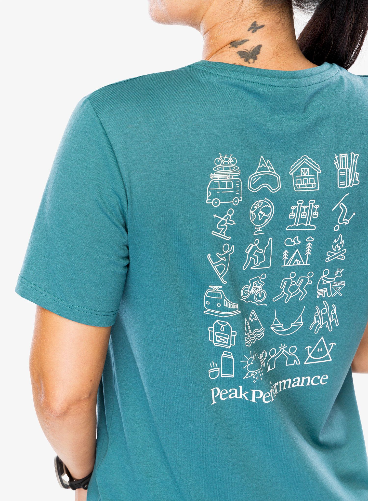 Ženska brzosušeća majica Peak Performance Explore Graphic Tee - hydro fresh