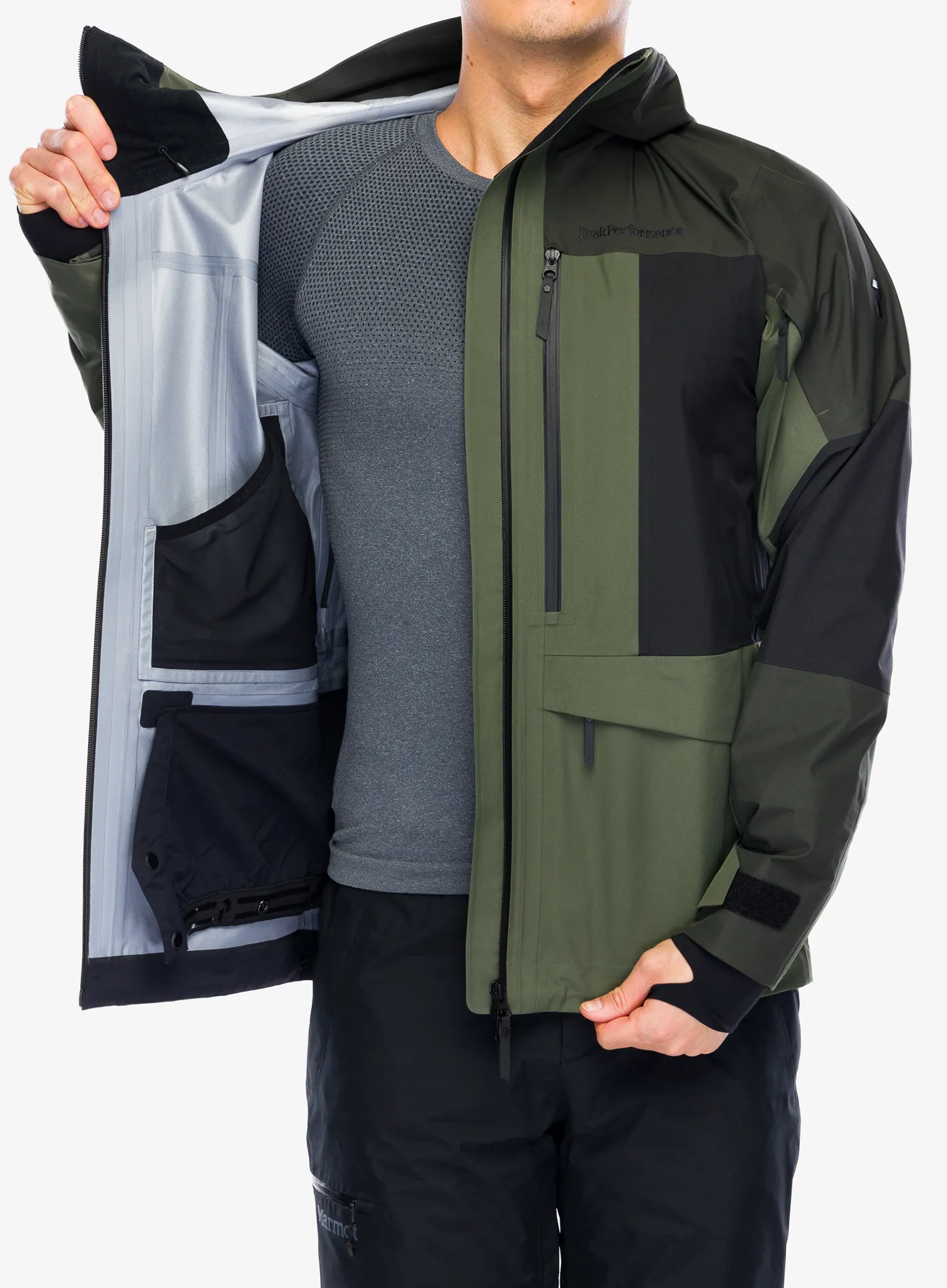 Skijaška jakna Peak Performance Gravity GORE-TEX 3L Jacket - olive extreme/black/pine