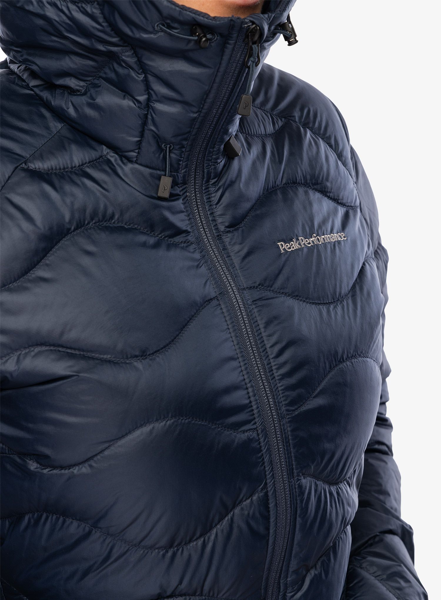 Ženska perjana jakna Peak Performance Helium Down Hood Jacket - blue shadow/shadow