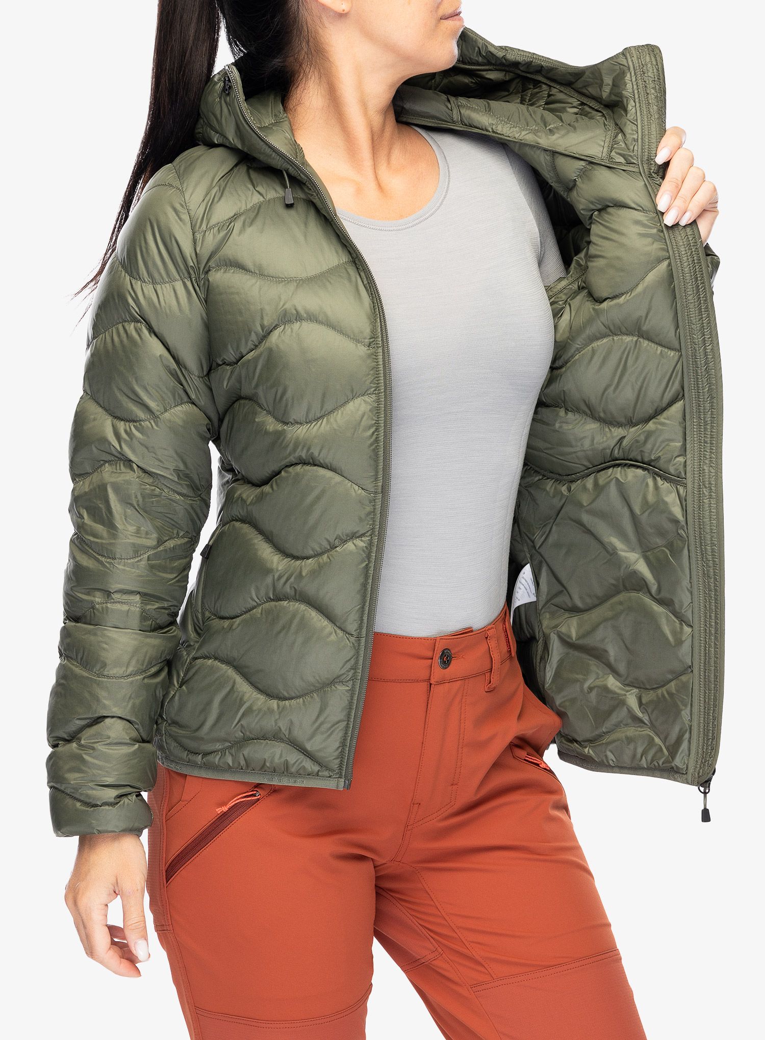 Ženska perjana jakna Peak Performance Helium Down Hood Jacket - pine needle