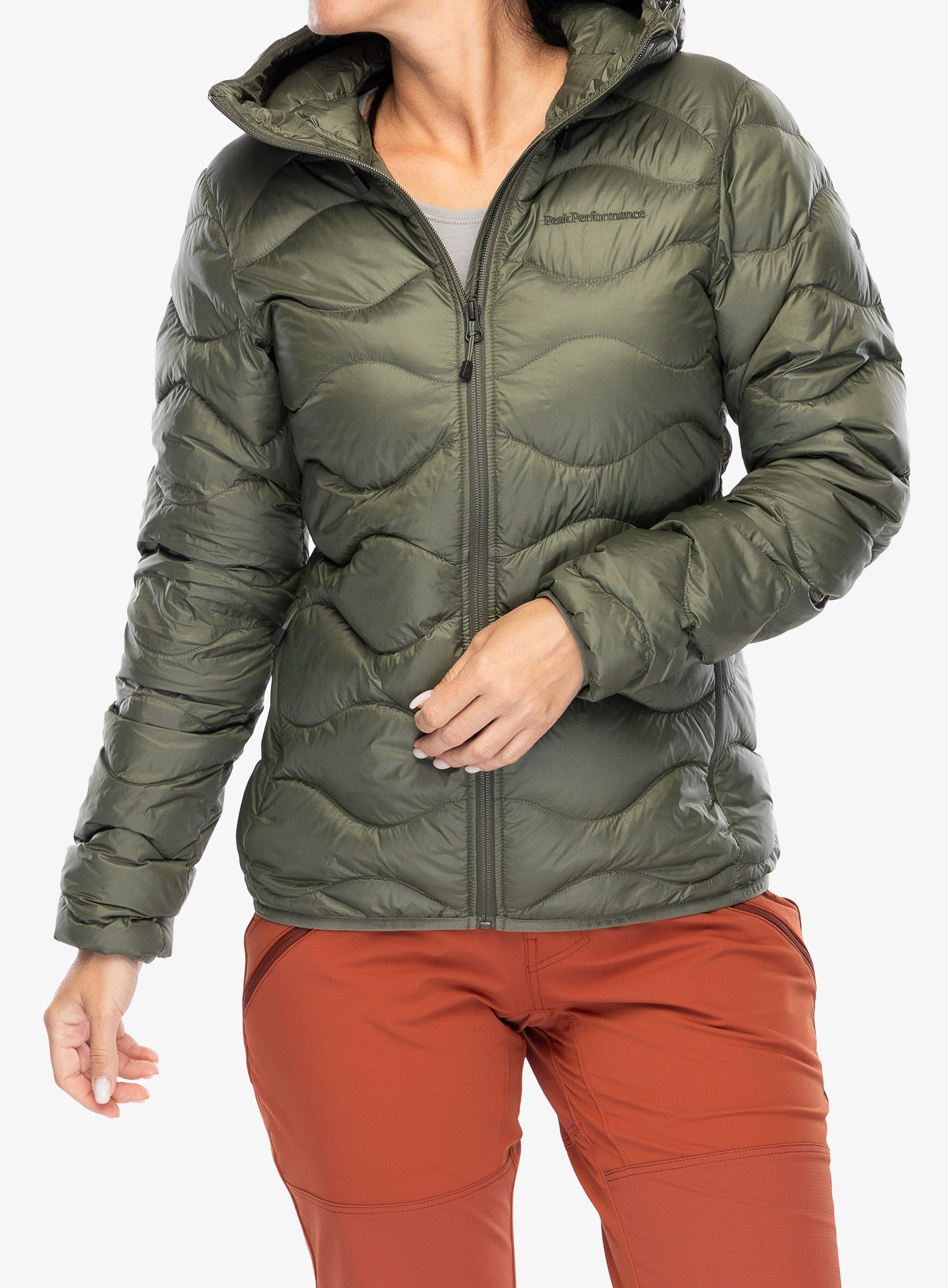 Ženska perjana jakna Peak Performance Helium Down Hood Jacket - pine needle