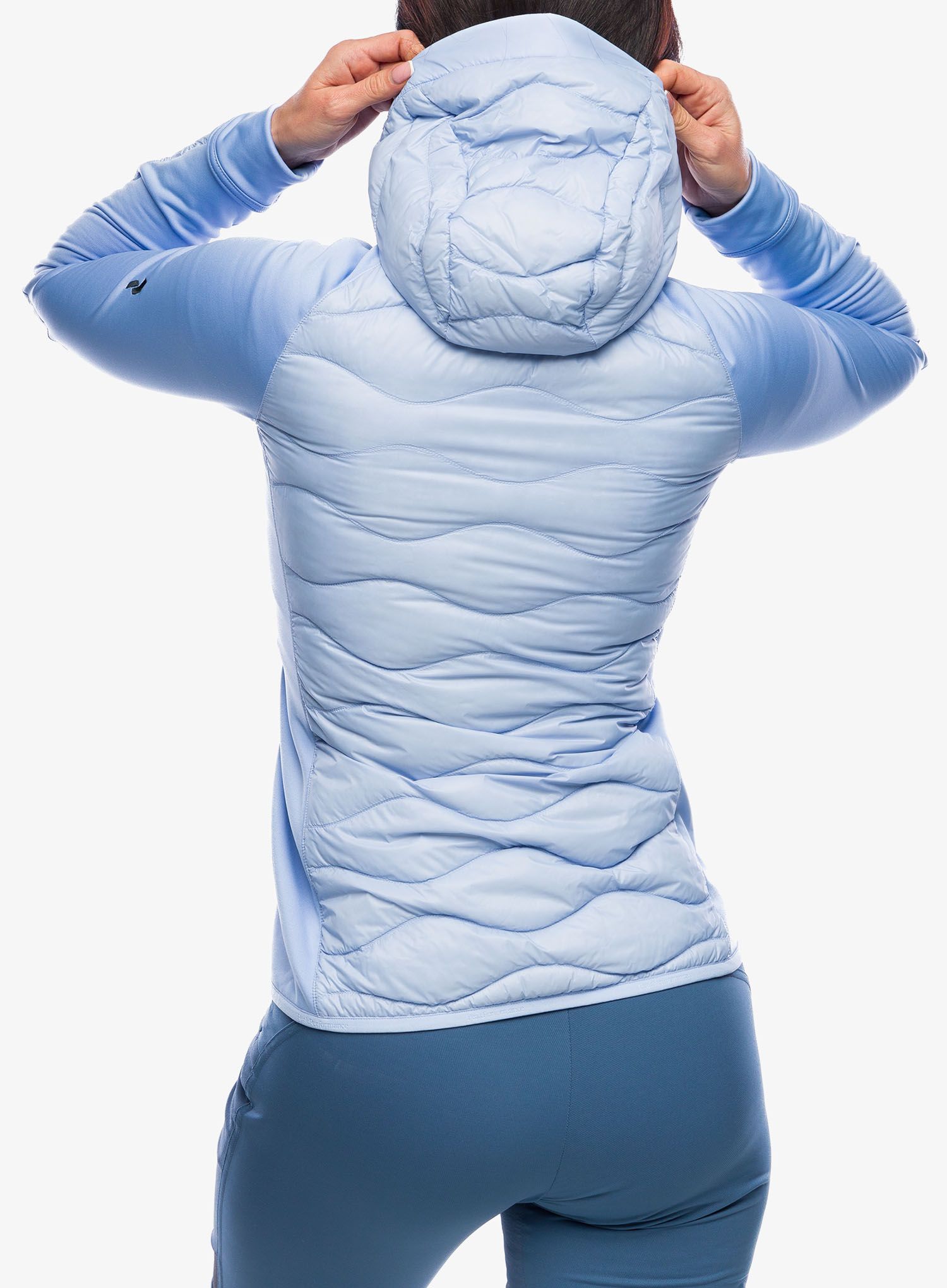 Ženska jakna Peak Performance Helium Down Hybrid Hood - amity blue