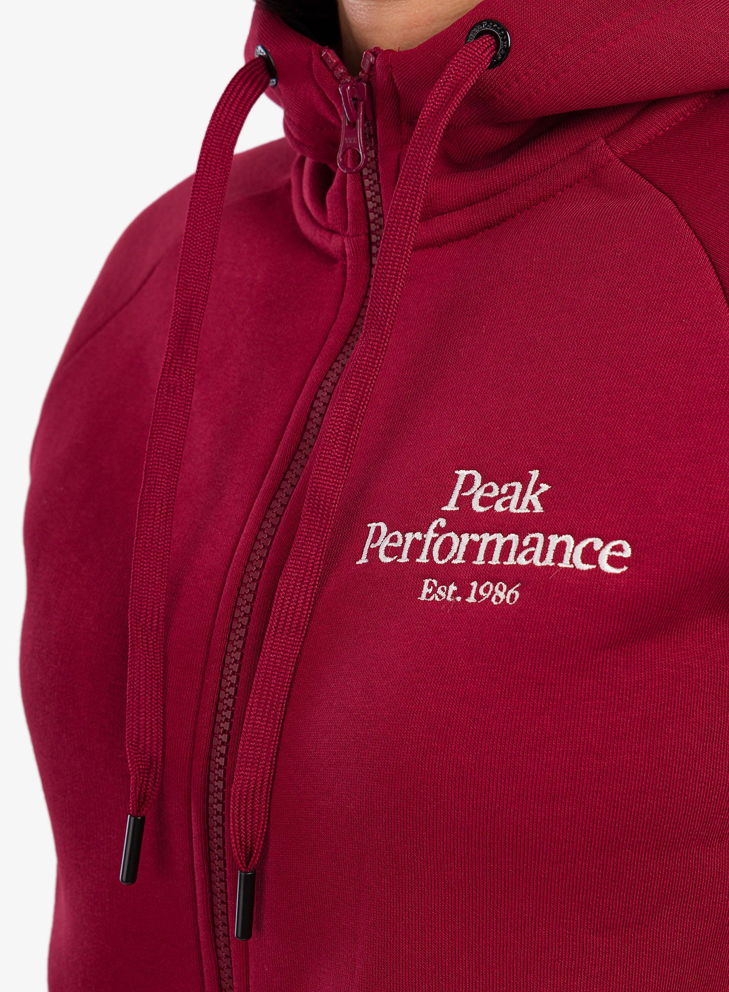 Ženska dukserica na otkopčavanje Peak Performance Original Zip Hood - rogue red