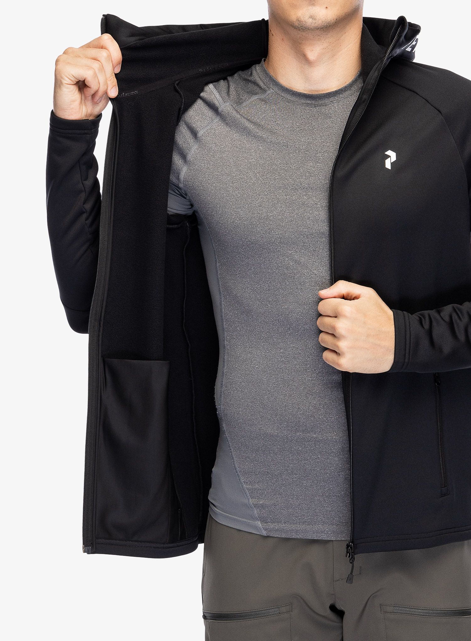 Dukserica od flisa Peak Performance Rider Zip Hood - black