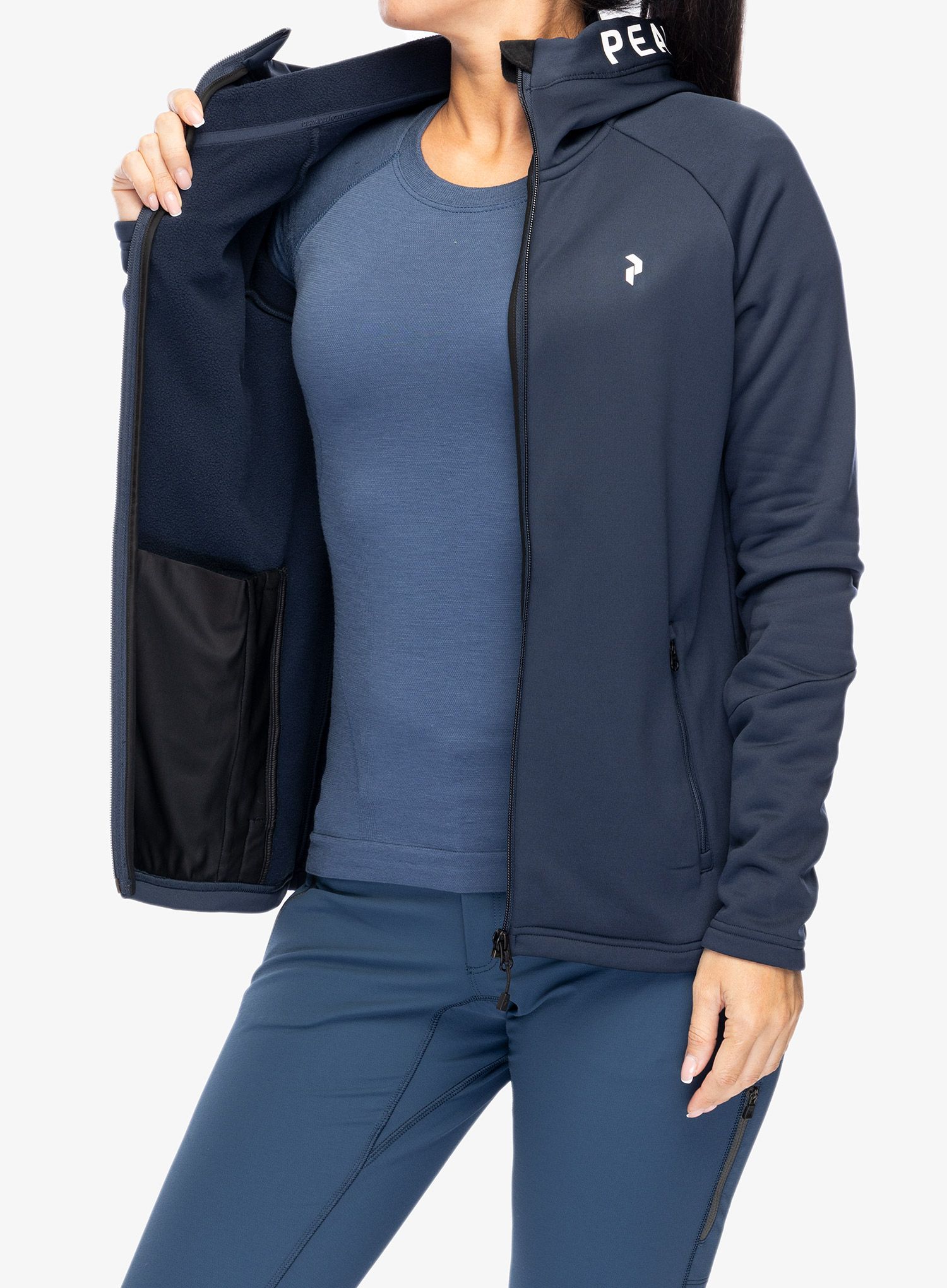 Ženska dukserica od flisa Peak Performance Rider Zip Hood - blue shadow/shadow