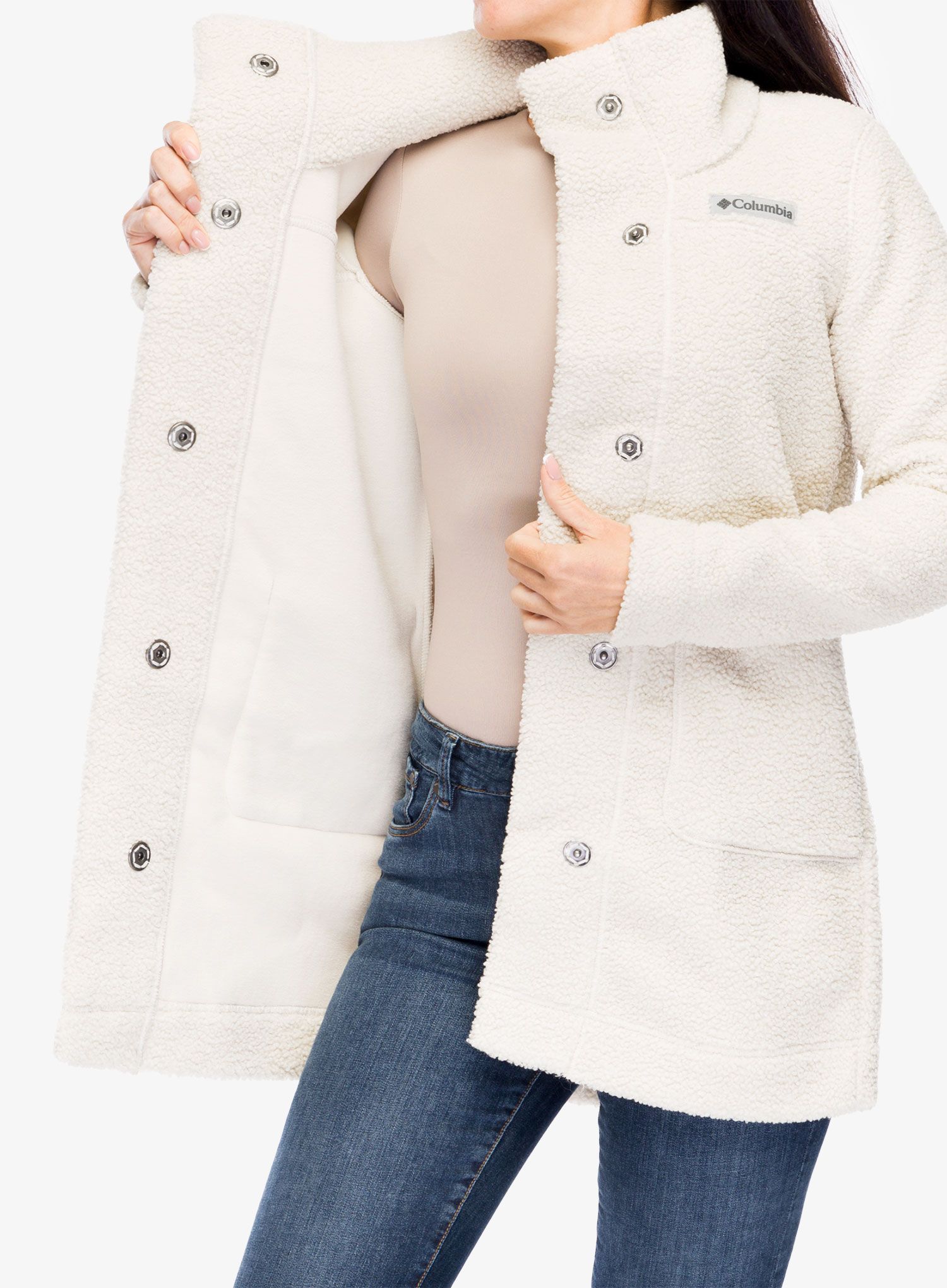 Ženska jakna od flisa Columbia Panorama Long Jacket - dark stone