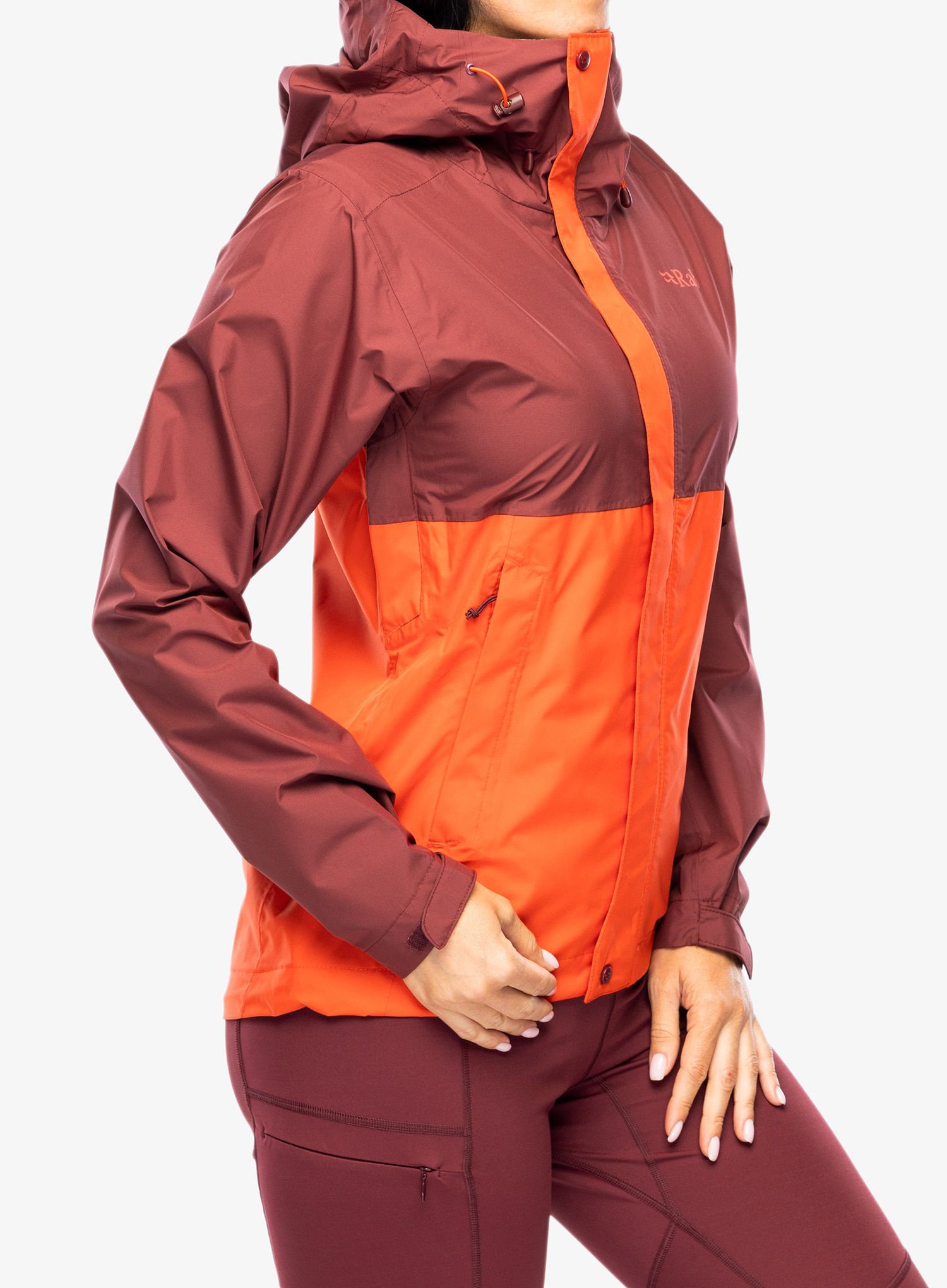 Ženska kišna jakna Rab Downpour Eco Jacket - deep heather/red grapefruit