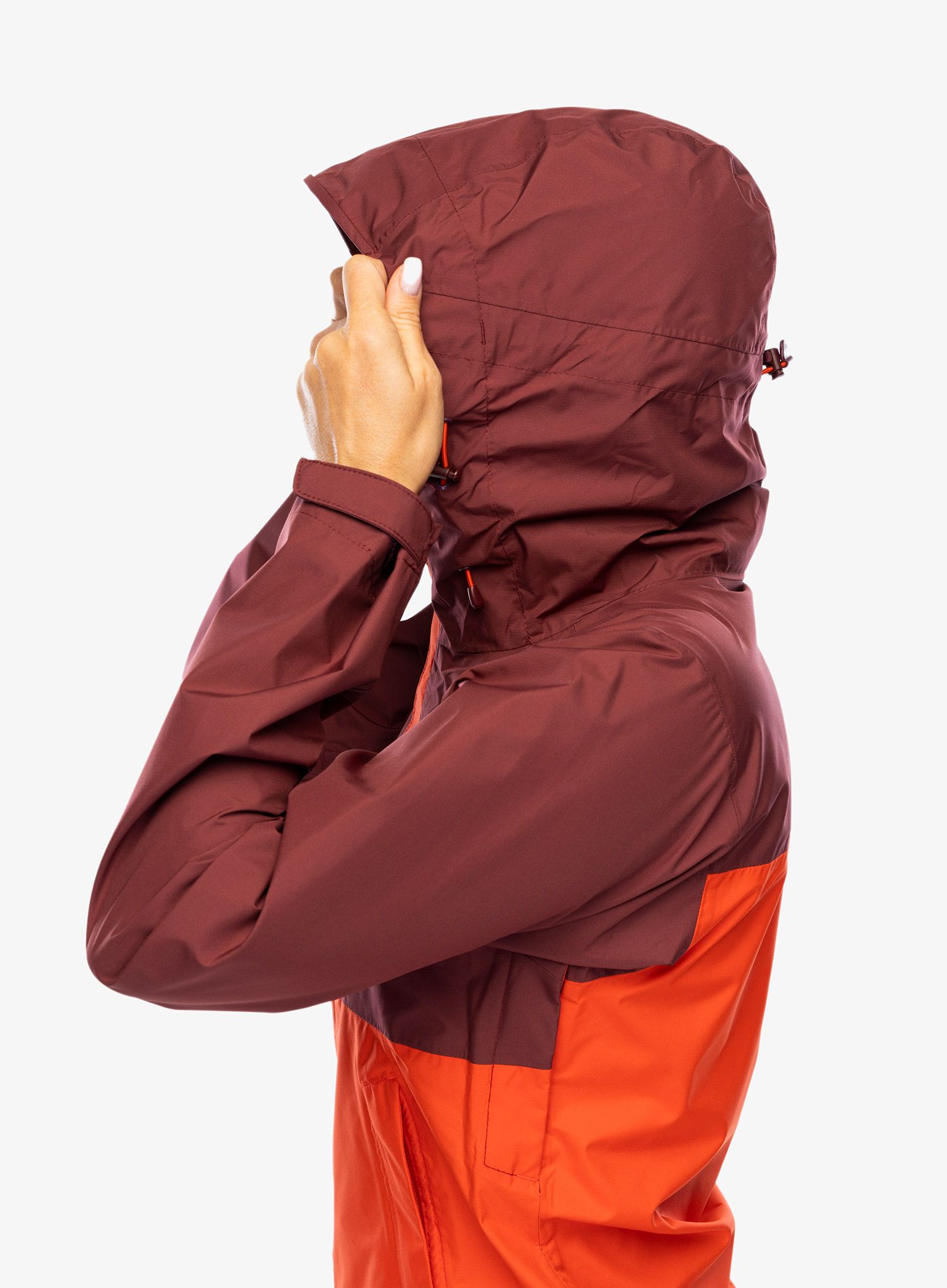 Ženska kišna jakna Rab Downpour Eco Jacket - deep heather/red grapefruit
