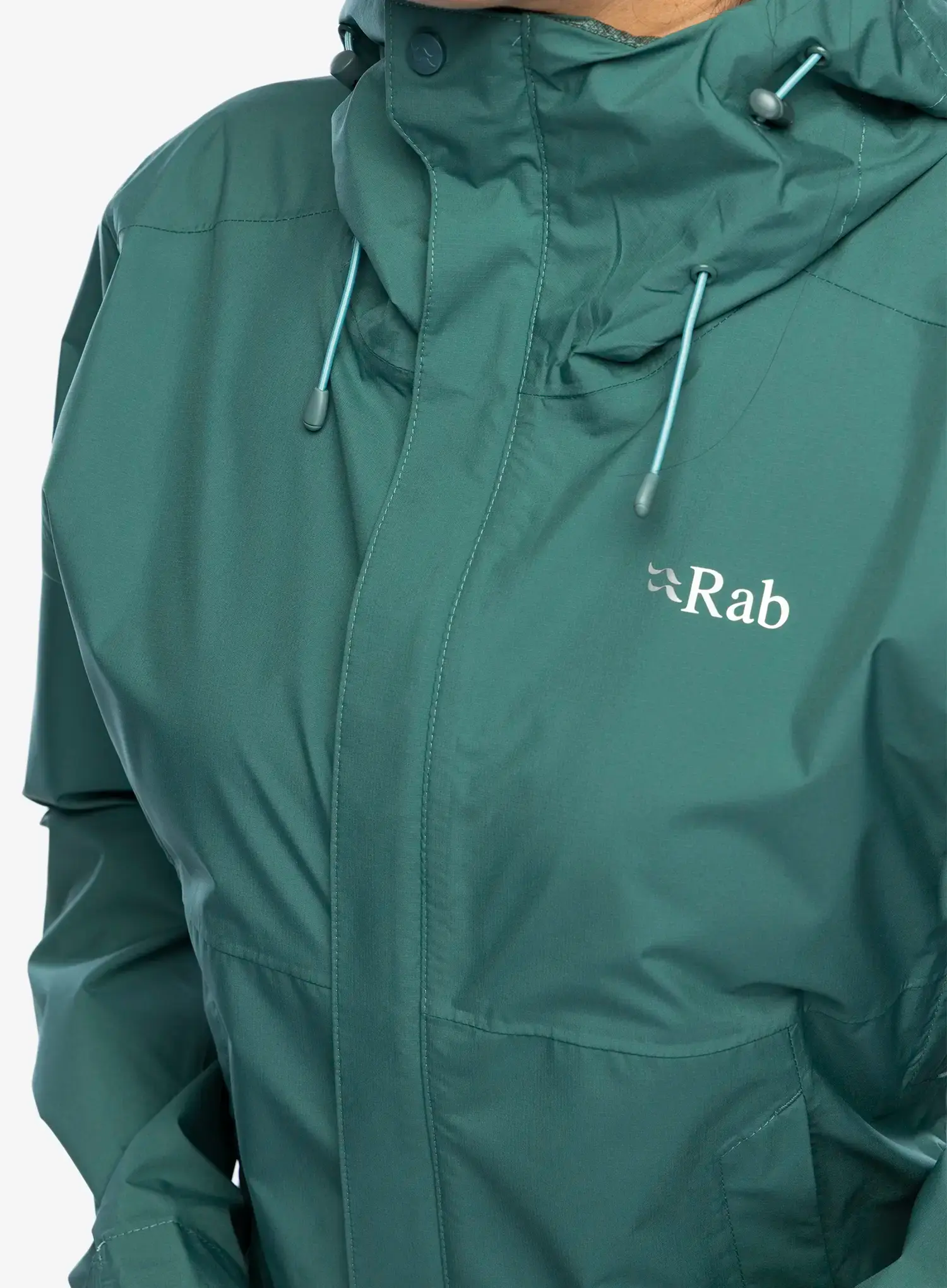 Ženska kišna jakna Rab Downpour Eco Jacket - eucalyptus