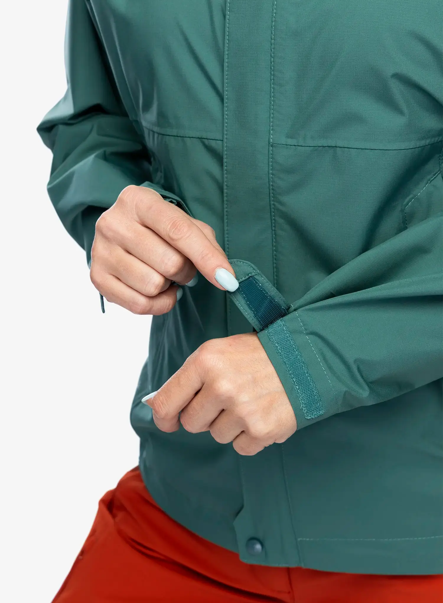 Ženska kišna jakna Rab Downpour Eco Jacket - eucalyptus