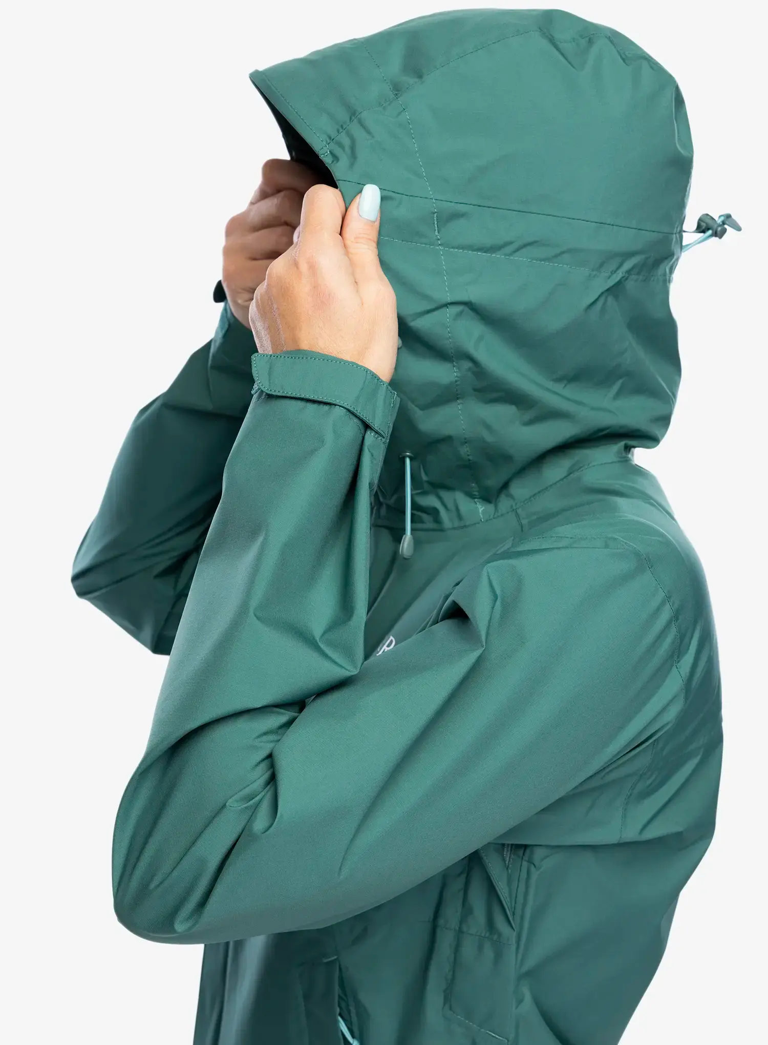 Ženska kišna jakna Rab Downpour Eco Jacket - eucalyptus