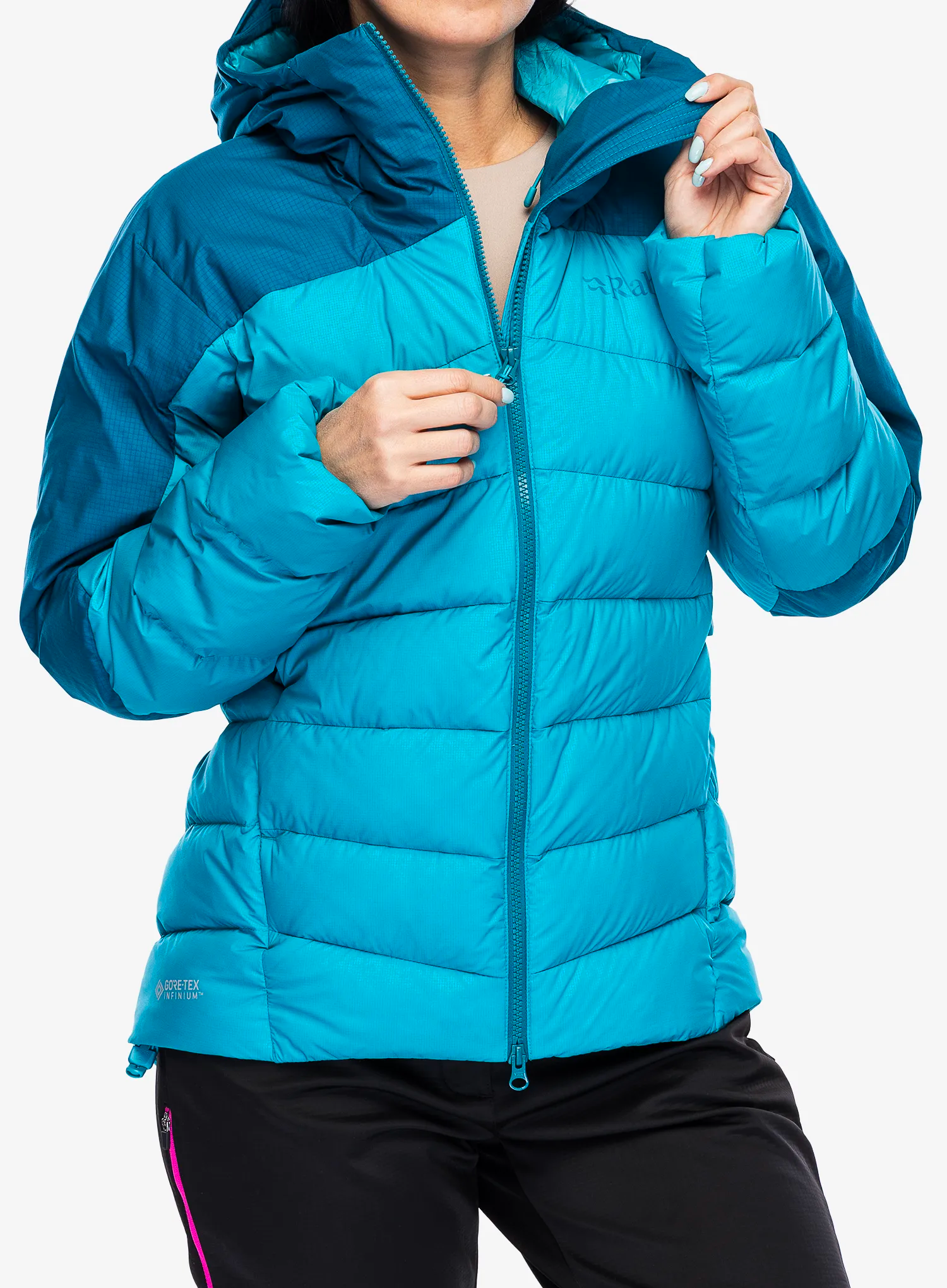 Ženska perjana jakna Rab Infinity Alpine Jacket - ultramarine/aquamarine