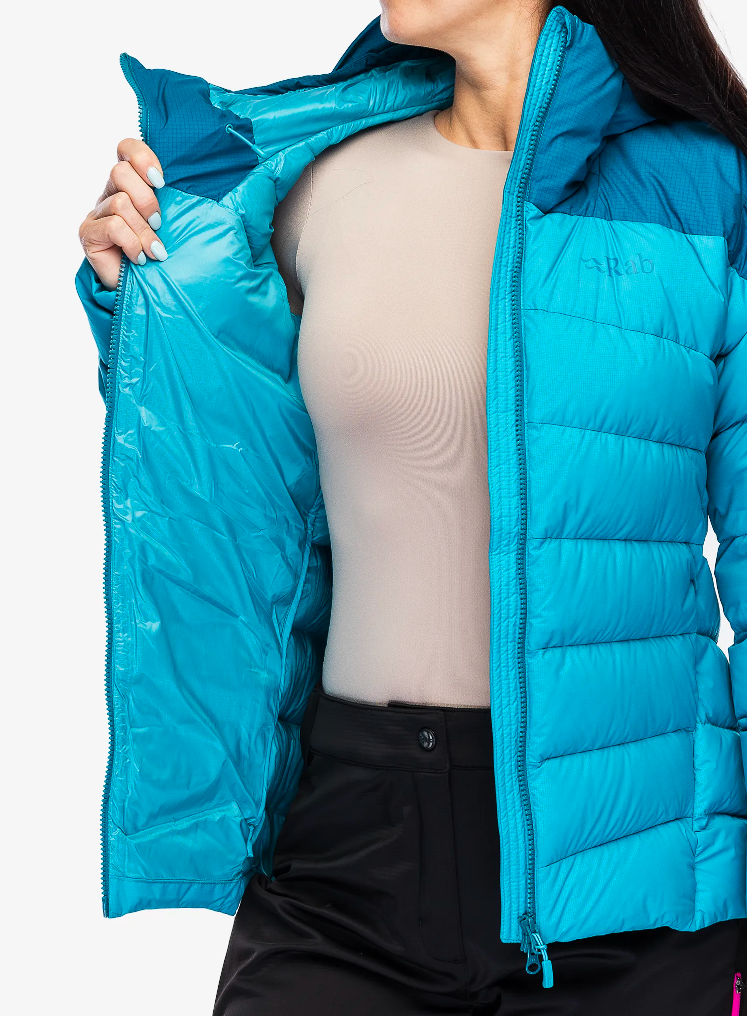 Ženska perjana jakna Rab Infinity Alpine Jacket - ultramarine/aquamarine