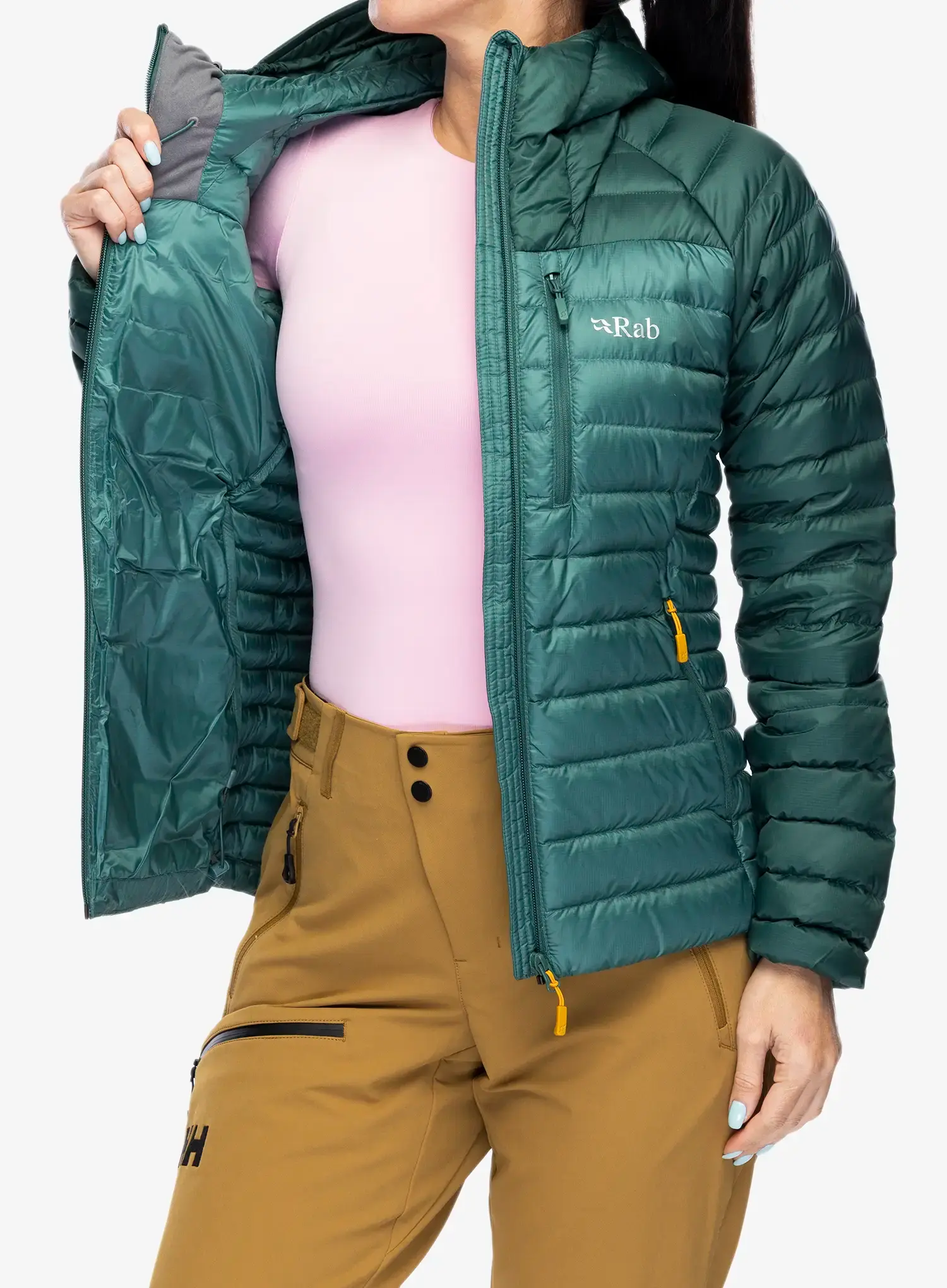 Ženska perjana jakna Rab Microlight Alpine Jacket - green slate/eucalyptus