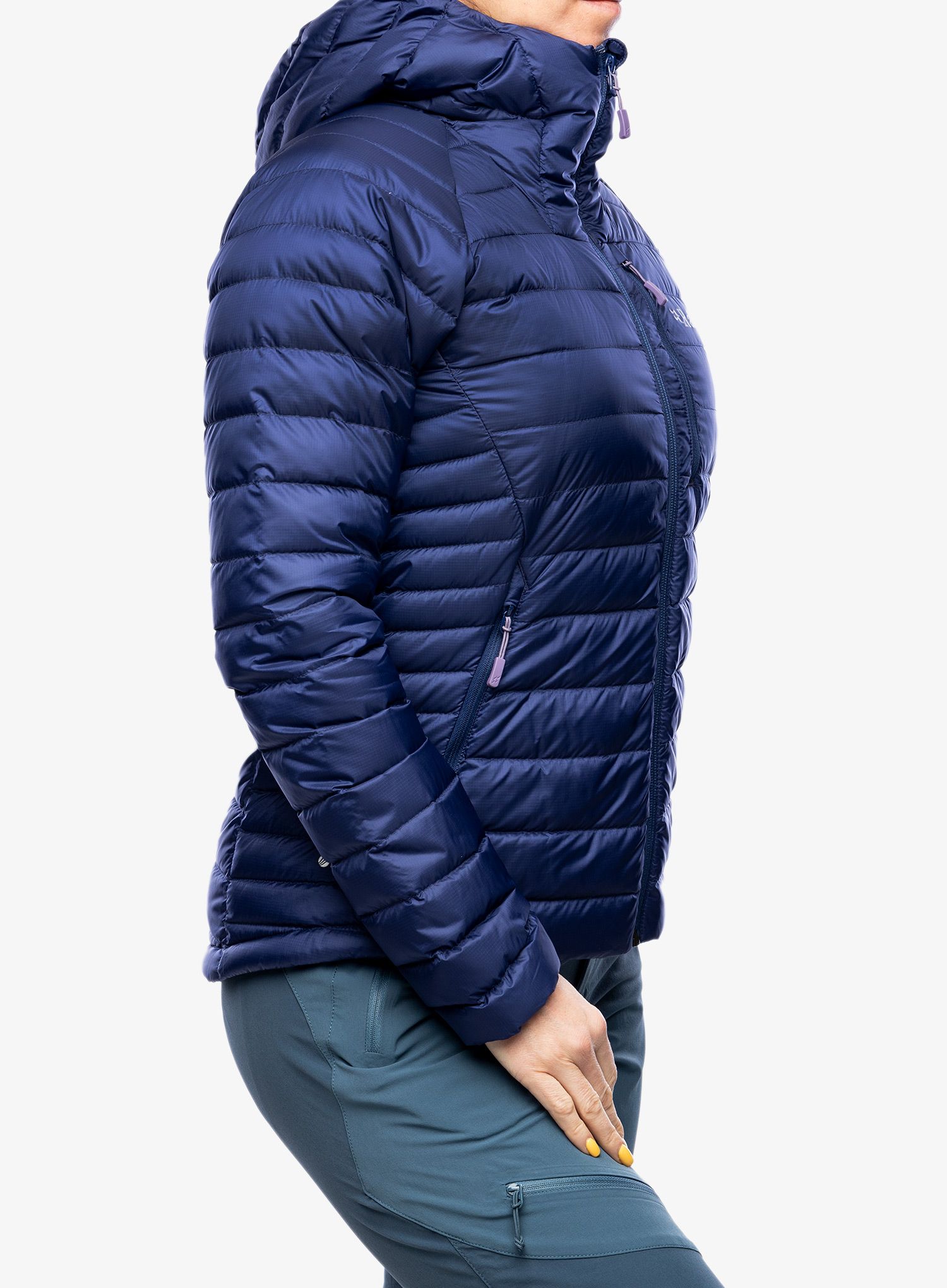 Ženska perjana jakna Rab Microlight Alpine Jacket - patriot blue/marmalade