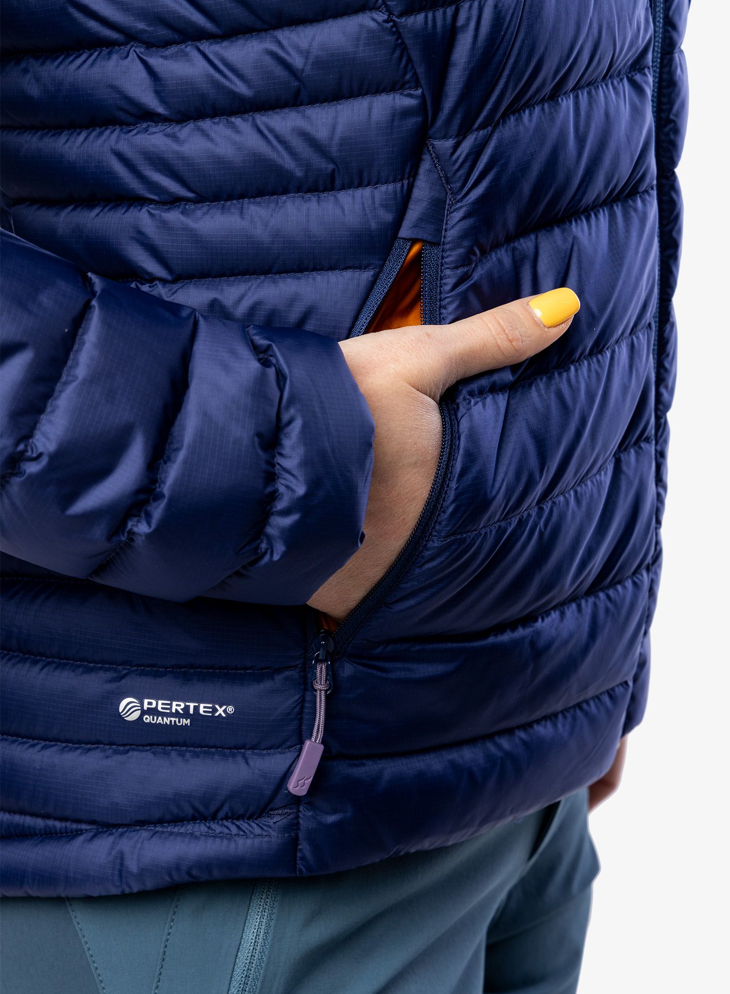 Ženska perjana jakna Rab Microlight Alpine Jacket - patriot blue/marmalade