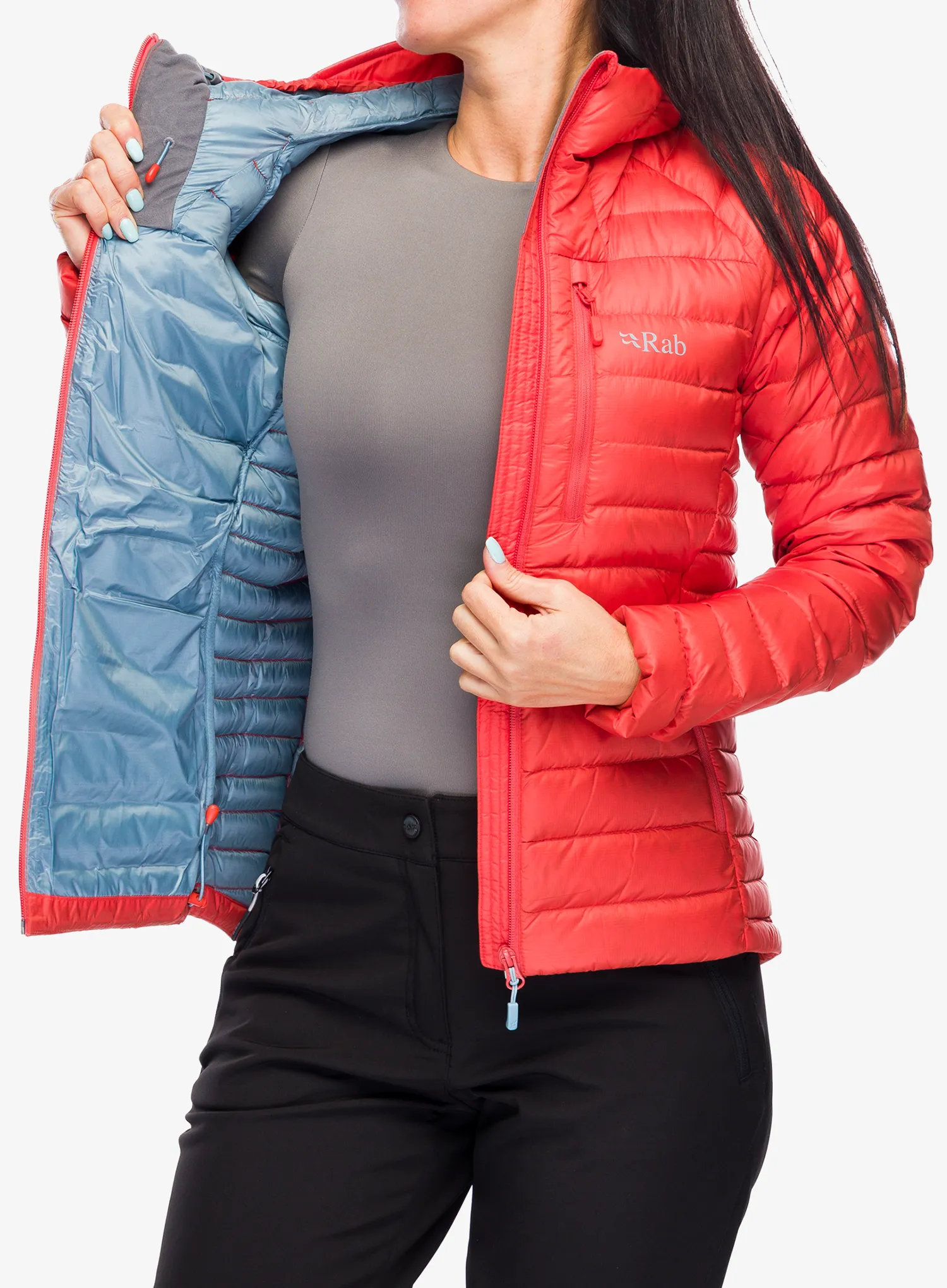 Ženska perjana jakna Rab Microlight Alpine Jacket - red grapefruit