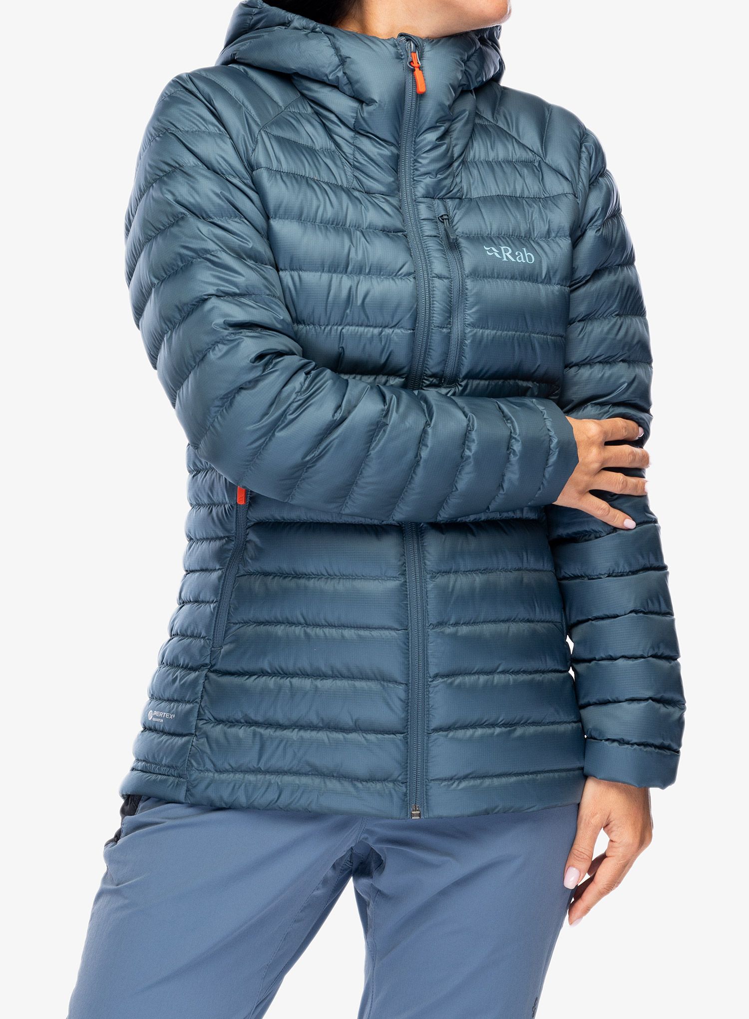 Ženska perjana jakna Rab Microlight Alpine Long Jacket - orion blue