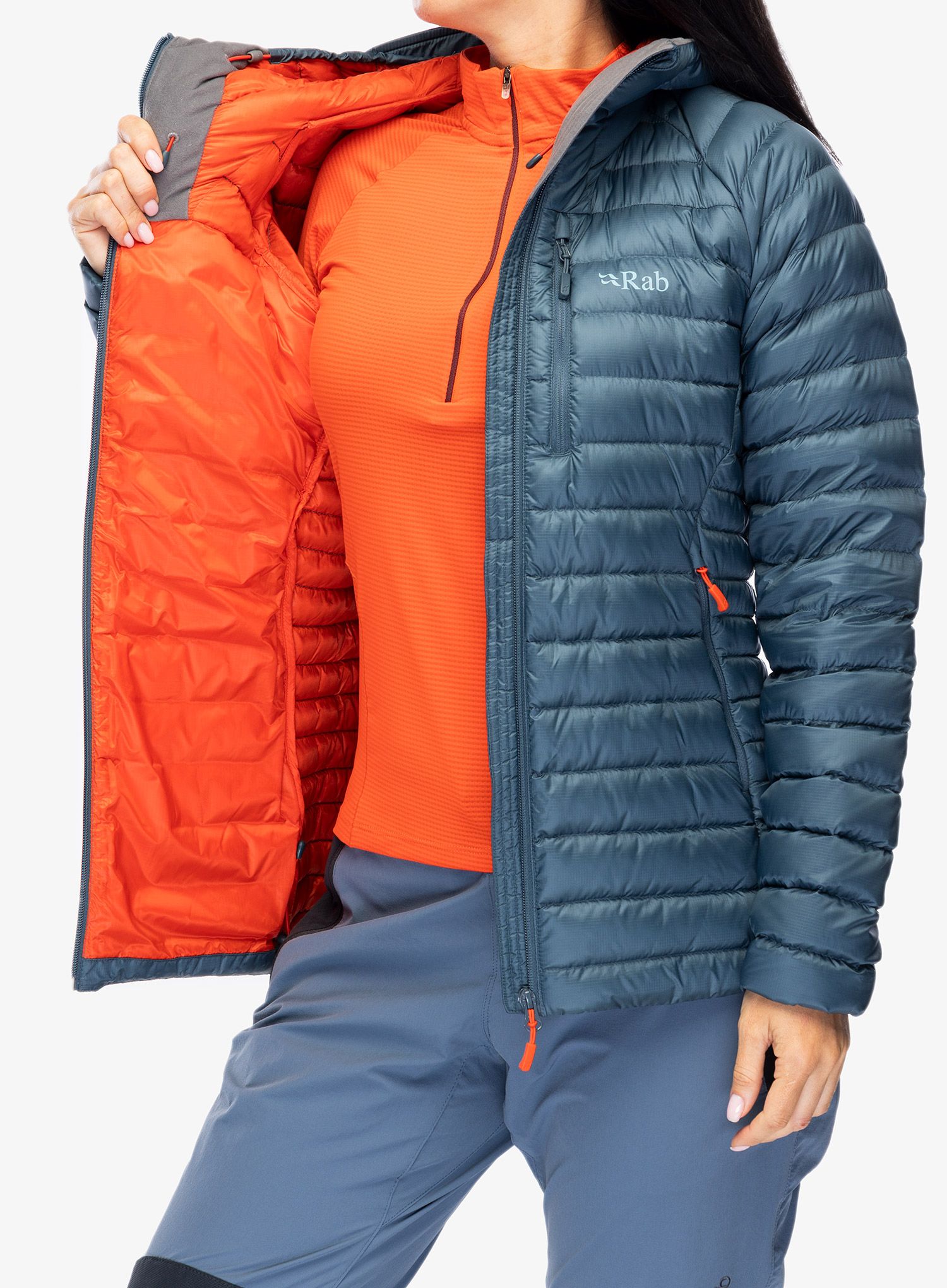 Ženska perjana jakna Rab Microlight Alpine Long Jacket - orion blue
