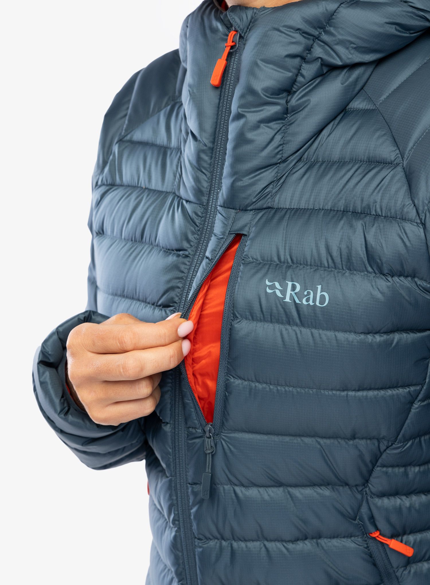 Ženska perjana jakna Rab Microlight Alpine Long Jacket - orion blue