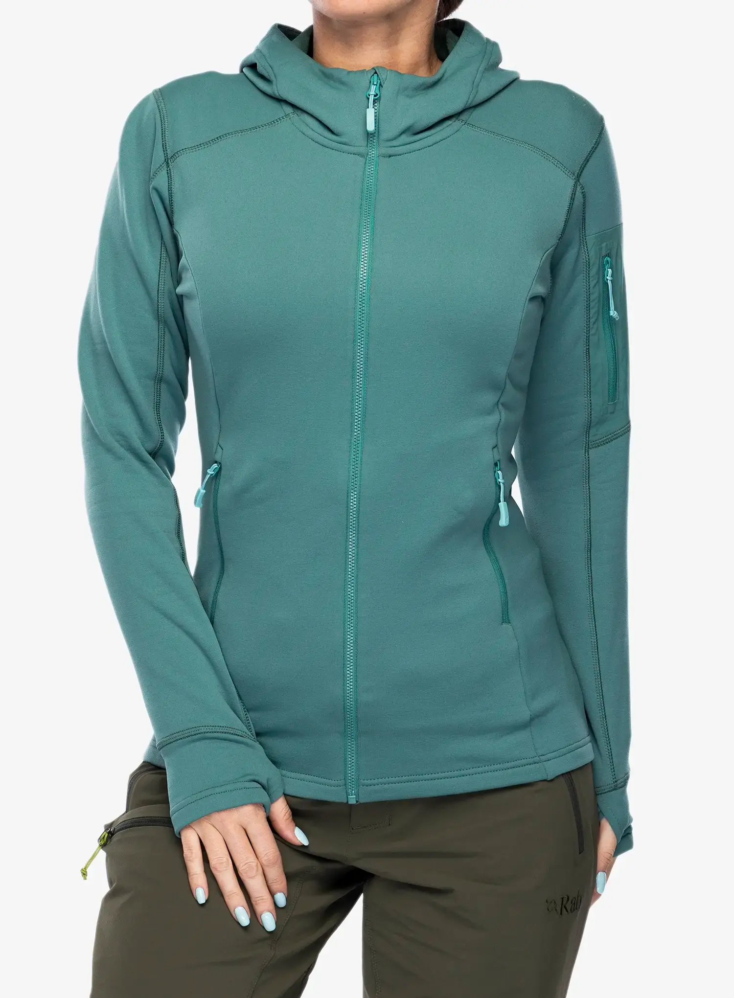 Ženska dukserica od flisa Rab Modulus Hoody - eucalyptus