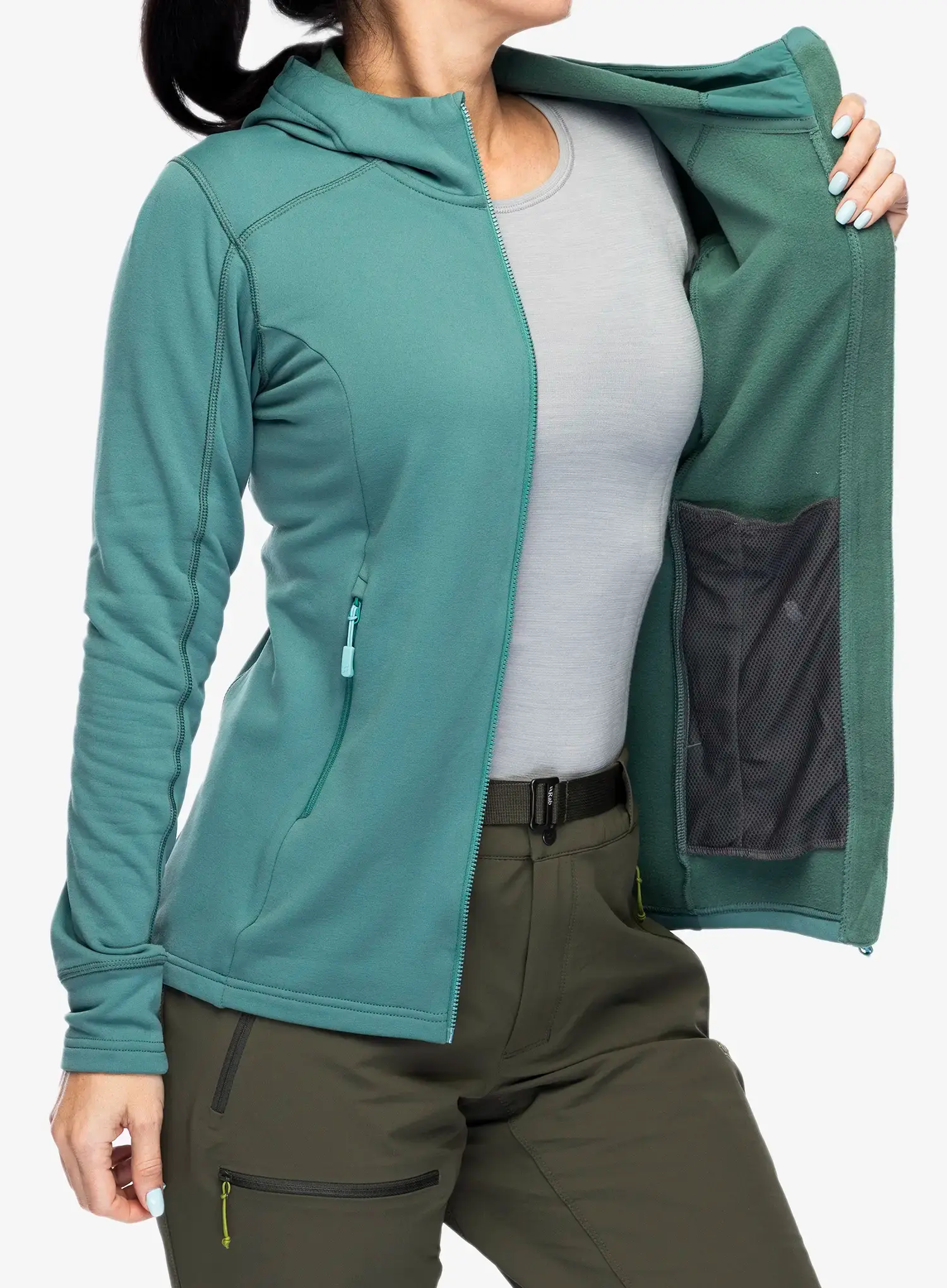 Ženska dukserica od flisa Rab Modulus Hoody - eucalyptus
