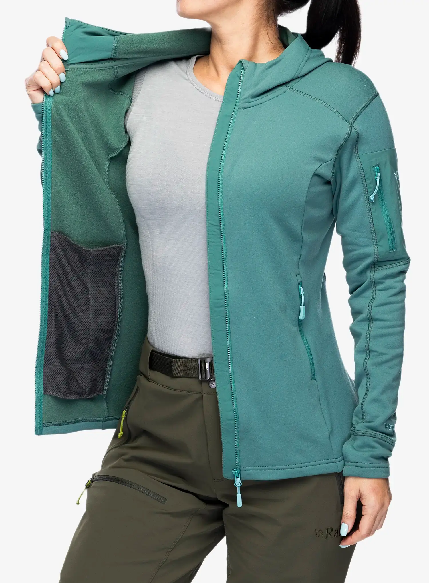 Ženska dukserica od flisa Rab Modulus Hoody - eucalyptus