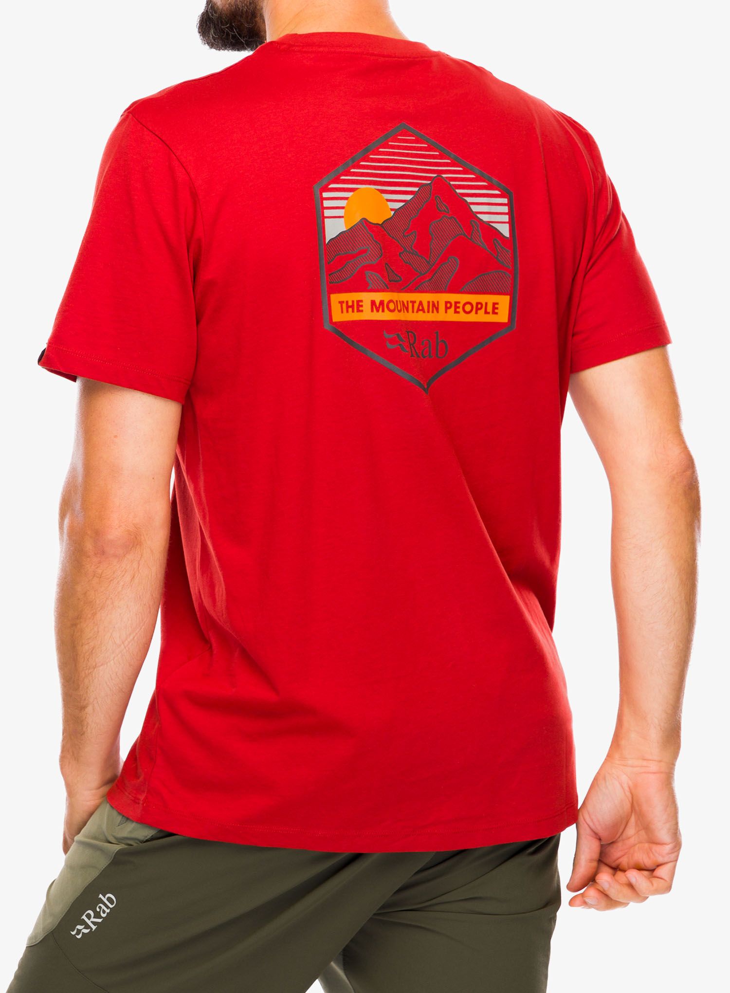 Majica s tiskom Rab Stance Mountain Peak Tee - red clay