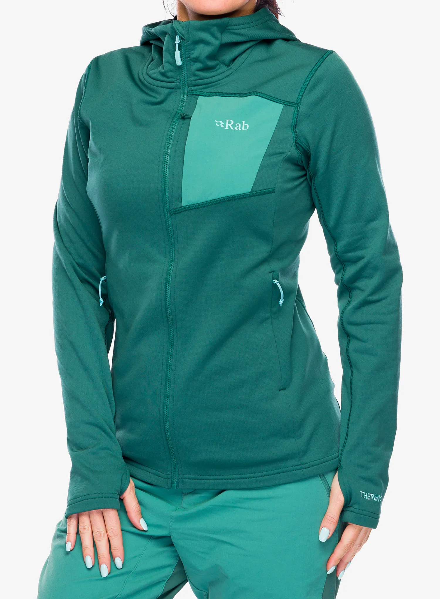 Dukserica s kapuljačom ženska Rab Superflux Hoody - green slate