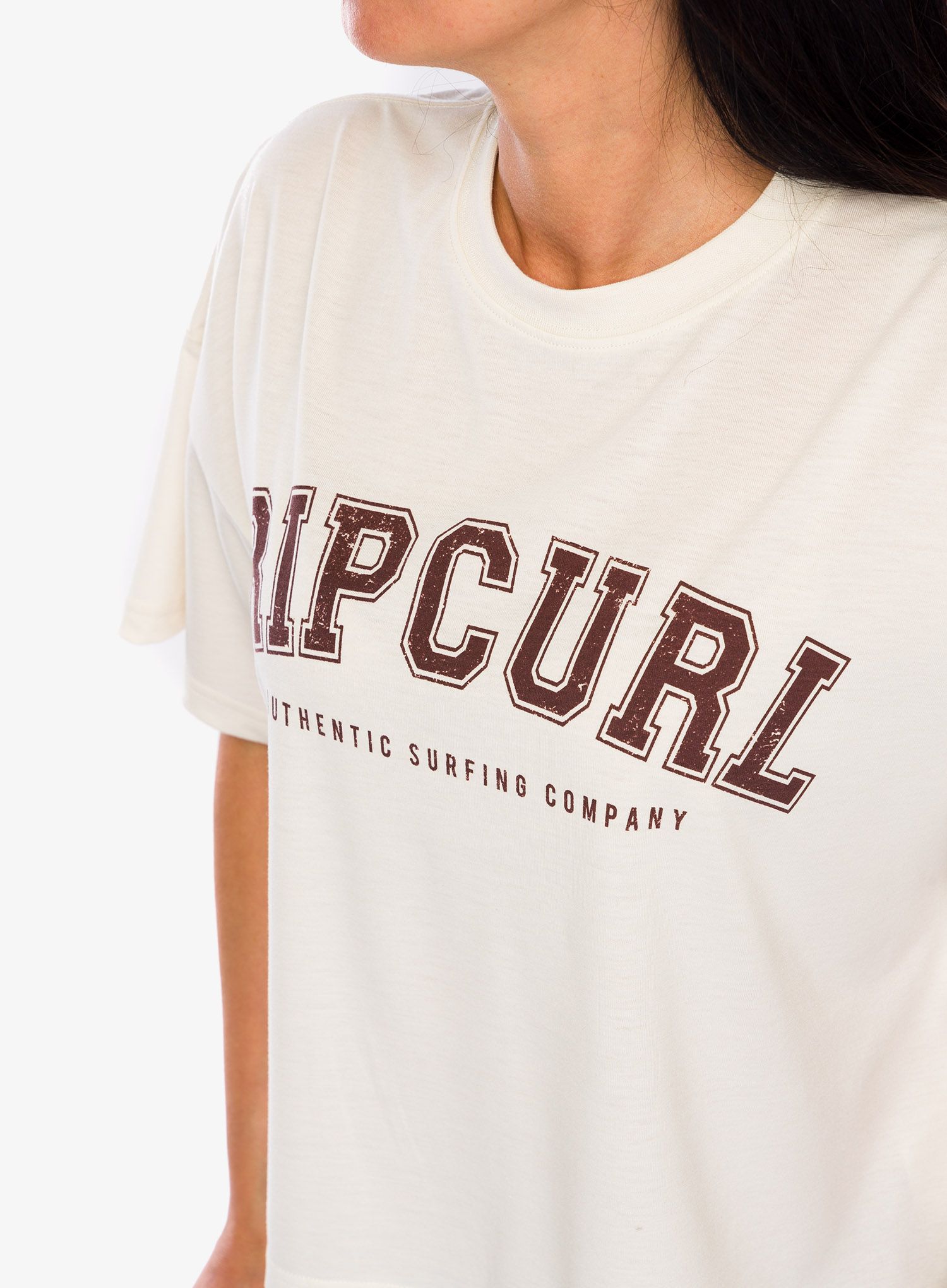 Ženska majica s tiskom Rip Curl RSS Crop Tee - bone 