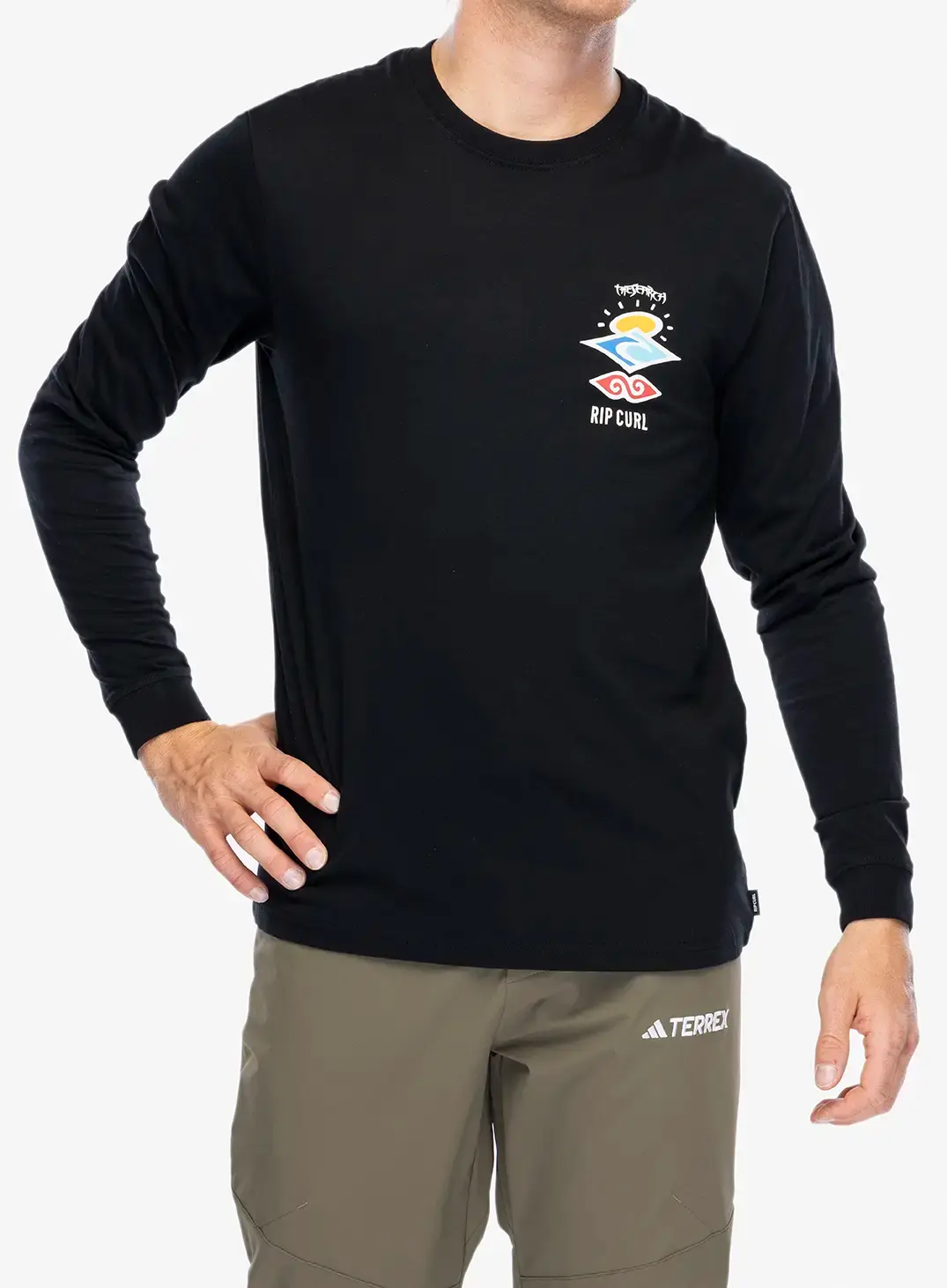 Majica dugih rukava Rip Curl Search Icon L/S Tee - black/black